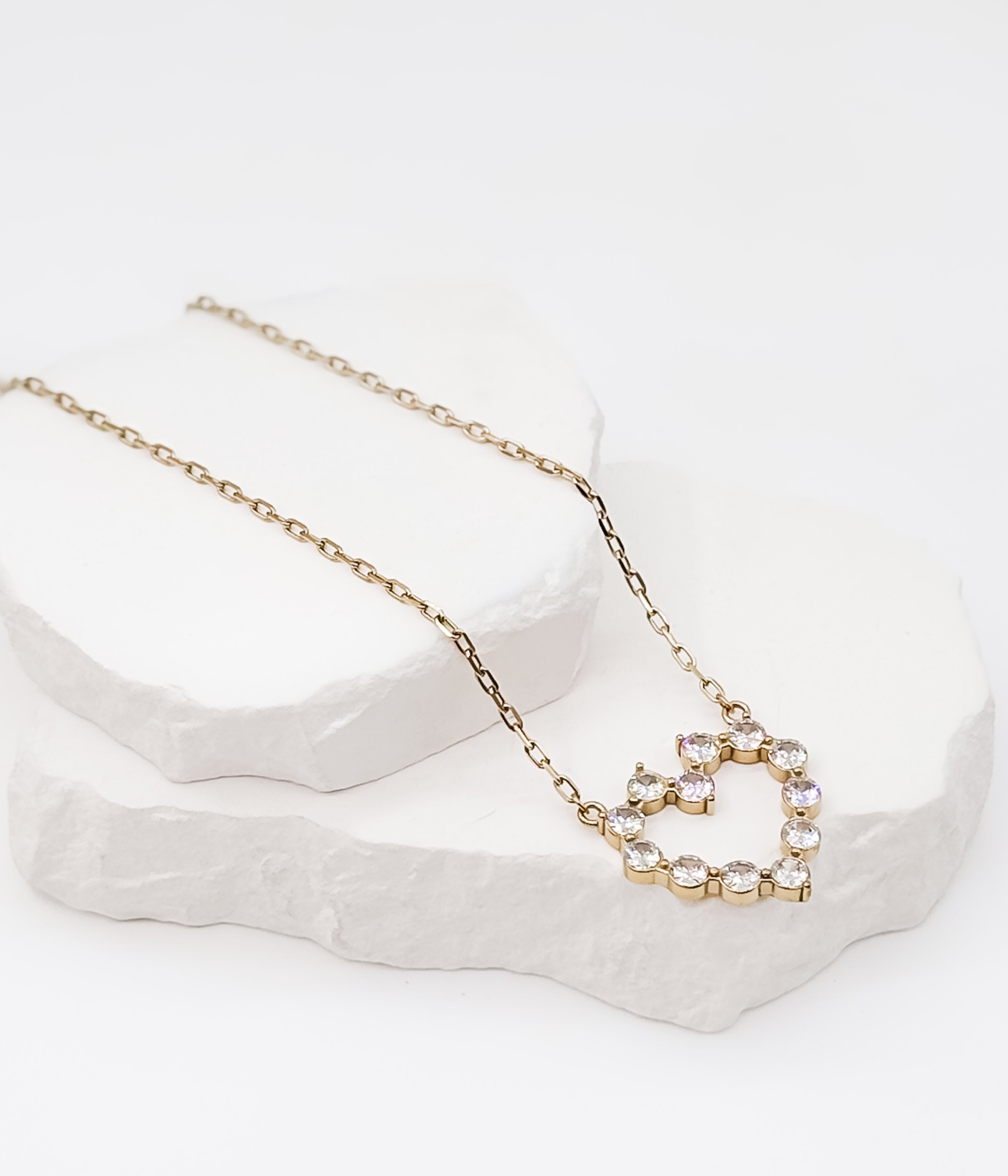 Gold Crystal Heart Necklace - Rural Haze