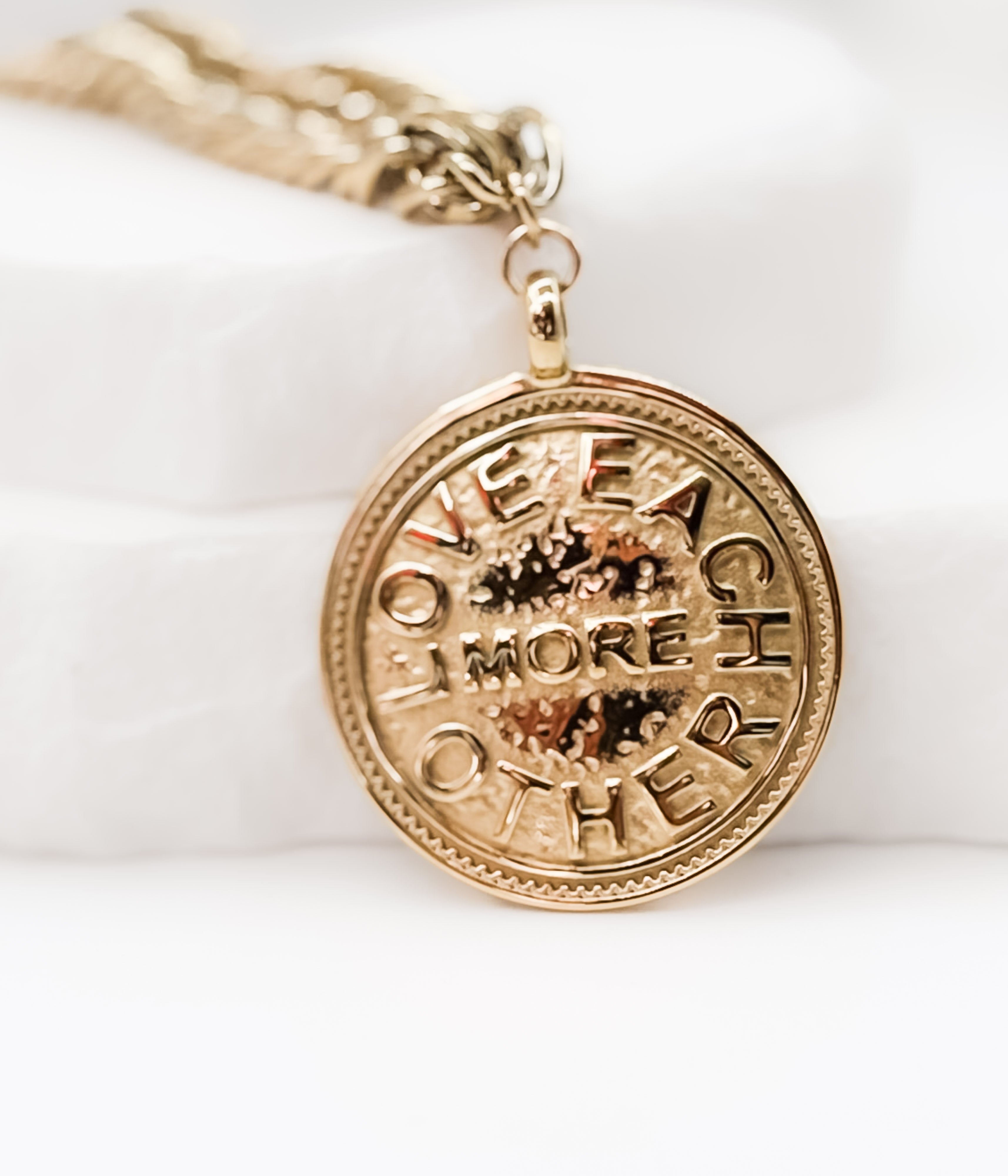 Gold “Love Each Other More” Coin Necklace - Rural Haze