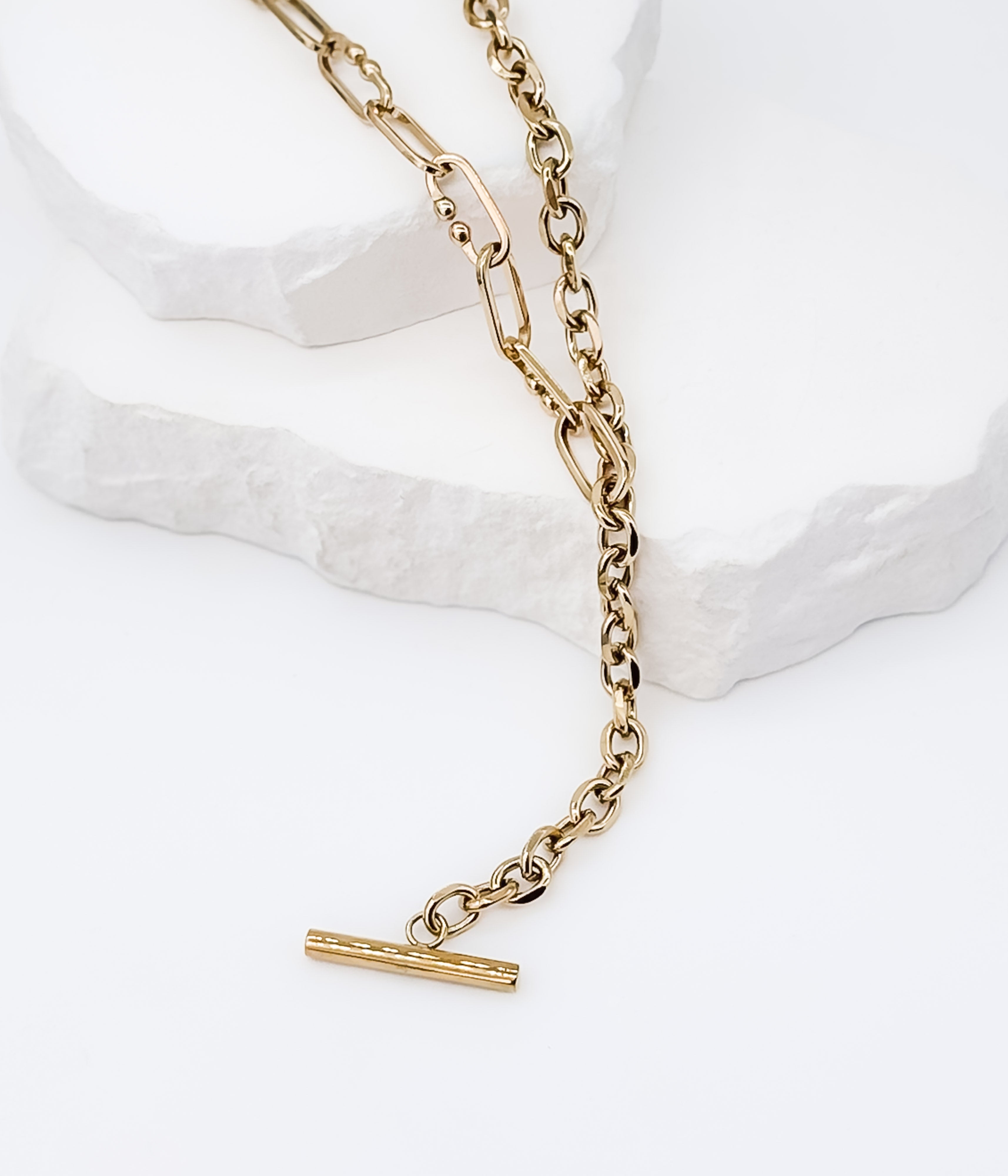 Gold Mixed Link Toggle Necklace - Rural Haze
