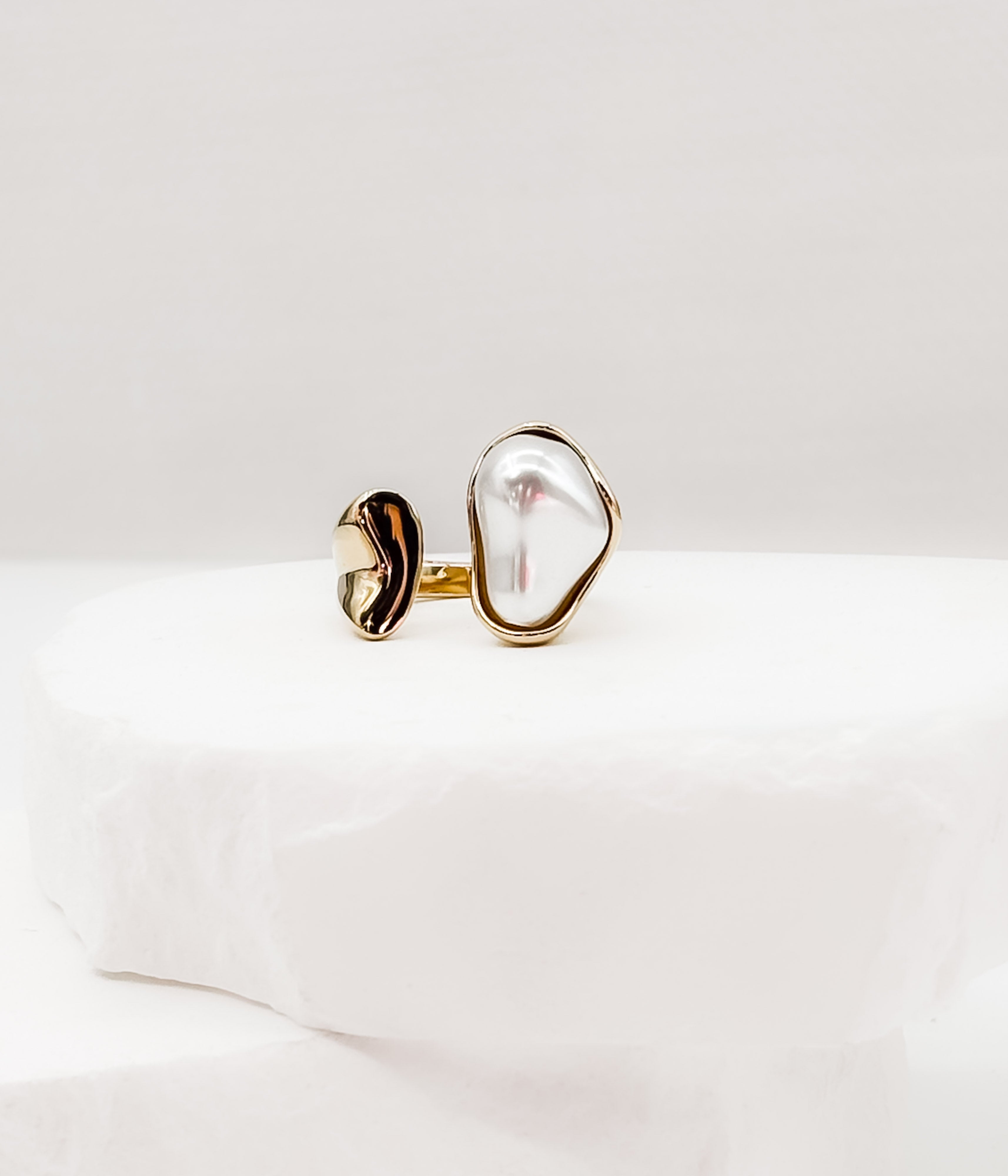 Gold Baroque Pearl Open Ring - Rural Haze