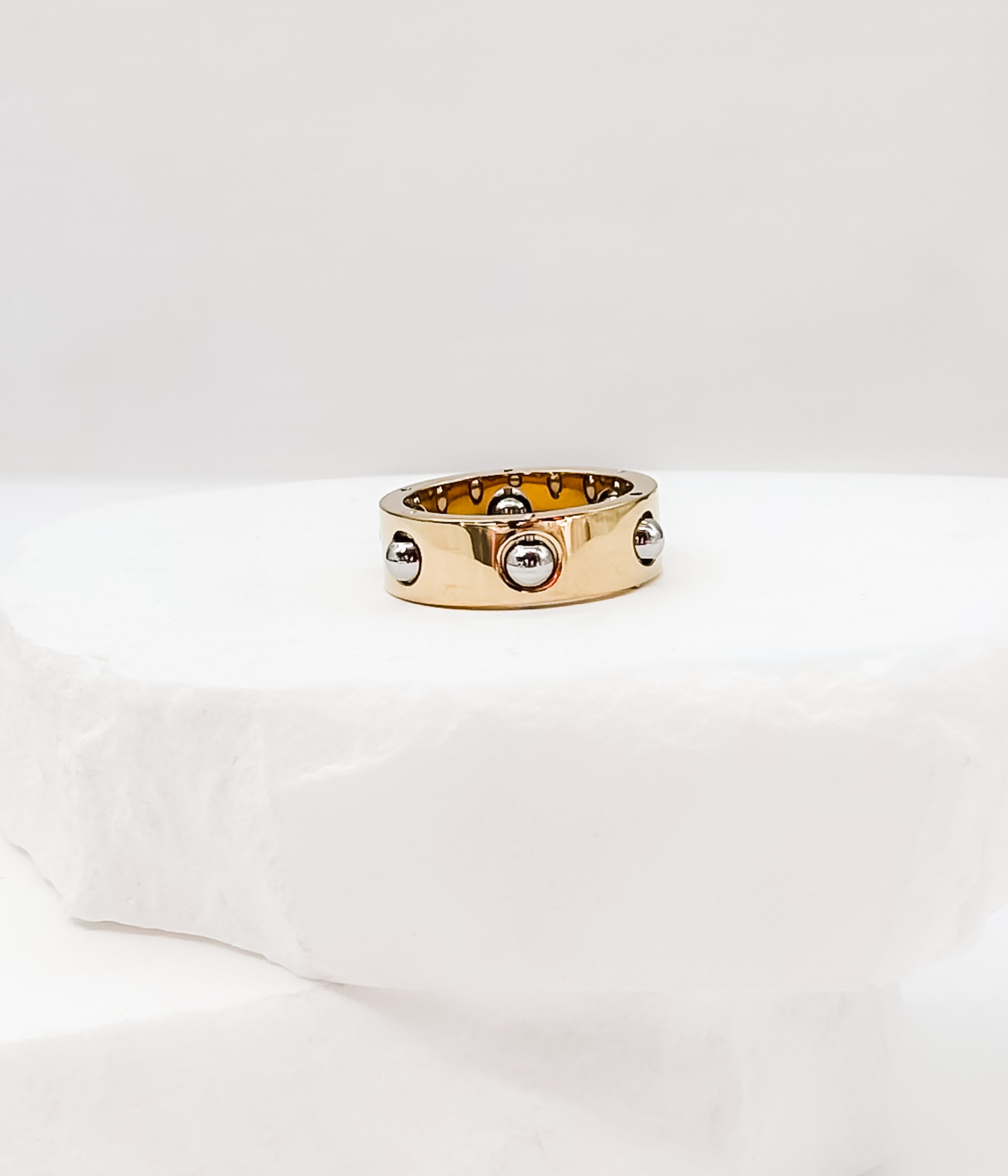 Gold Studded Band Ring - Rural Haze