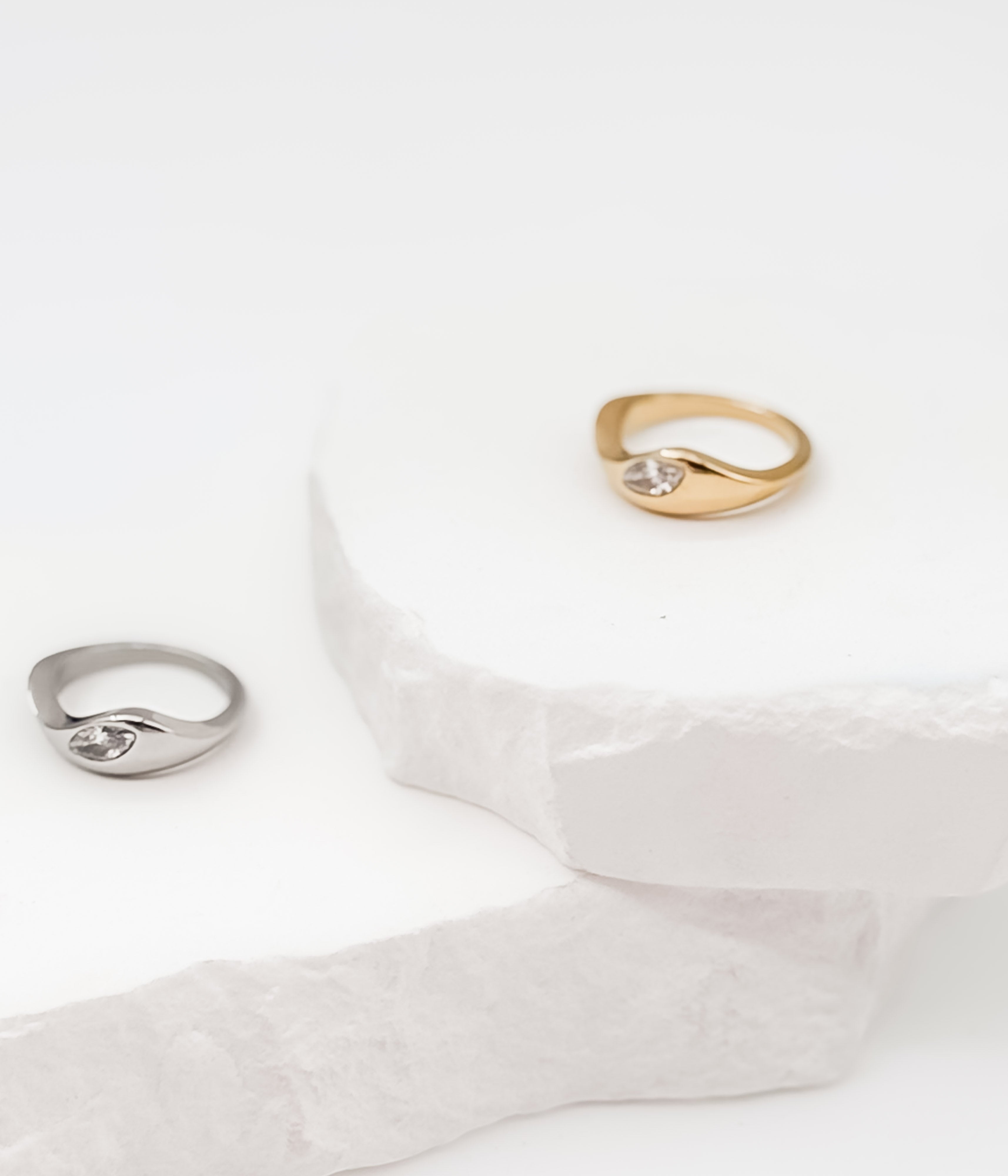 Gold Wave Statement Ring with Crystal - Rural Haze