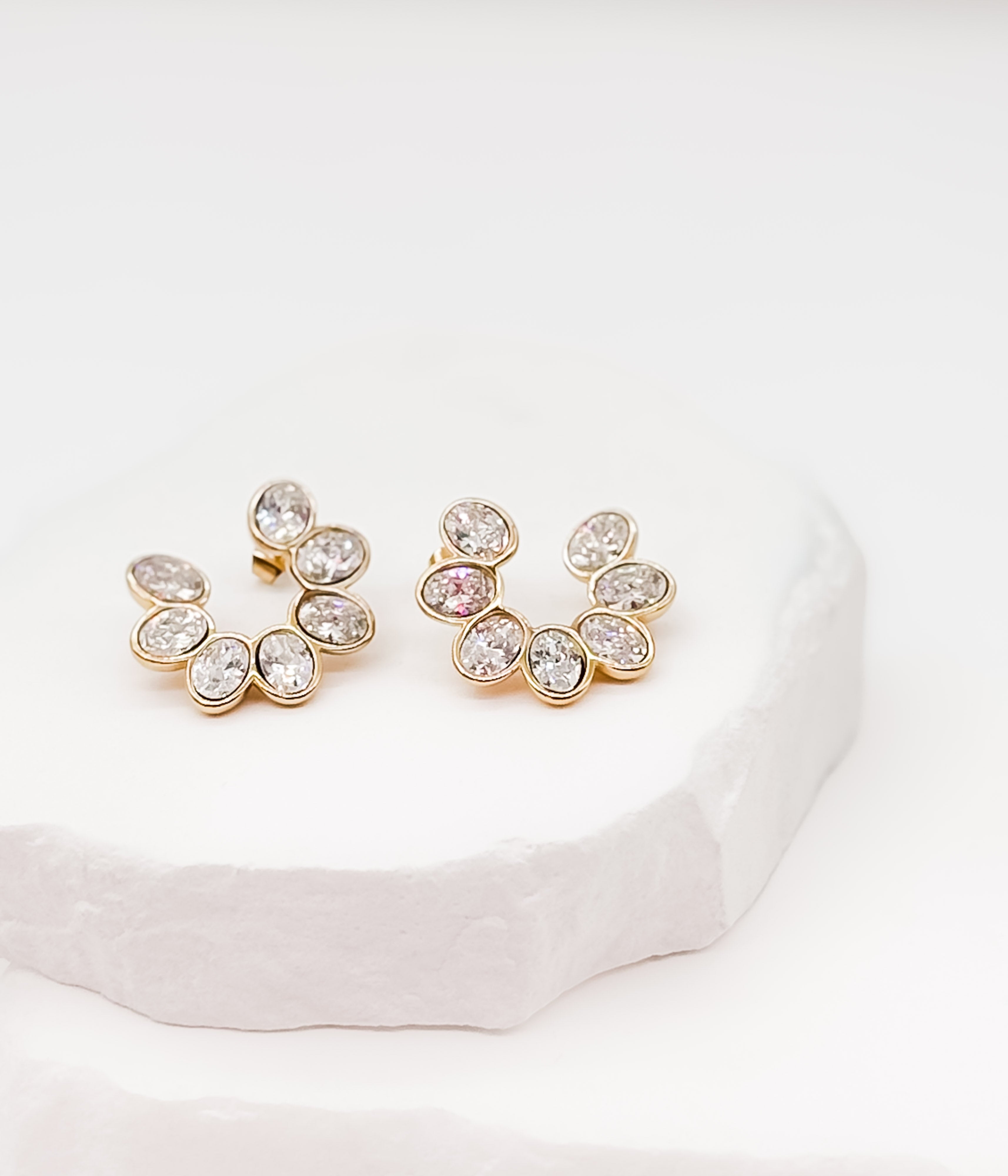 Gold Crystal Cluster Stud Earrings - Rural Haze