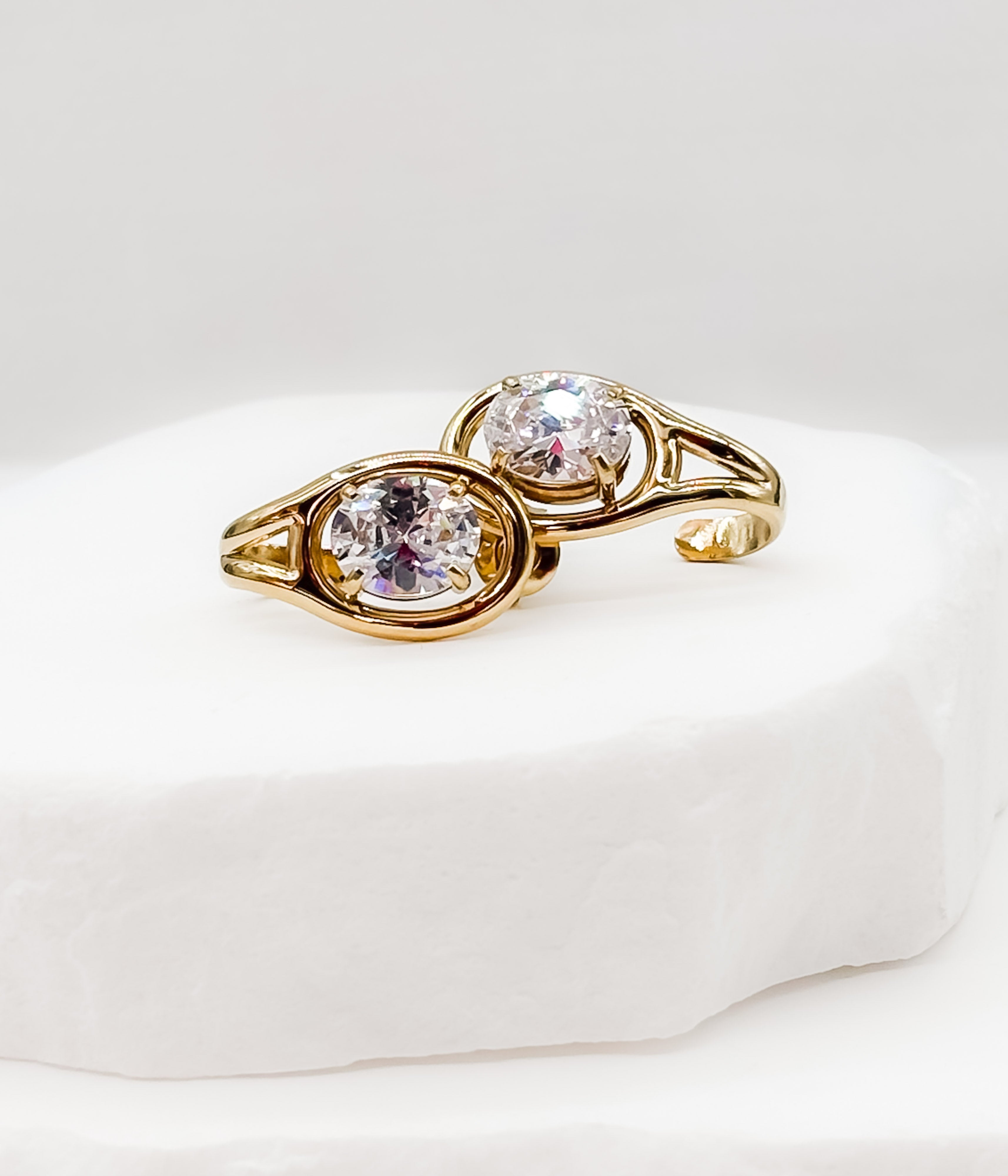 Gold Double Crystal Wrap Earrings - Rural Haze