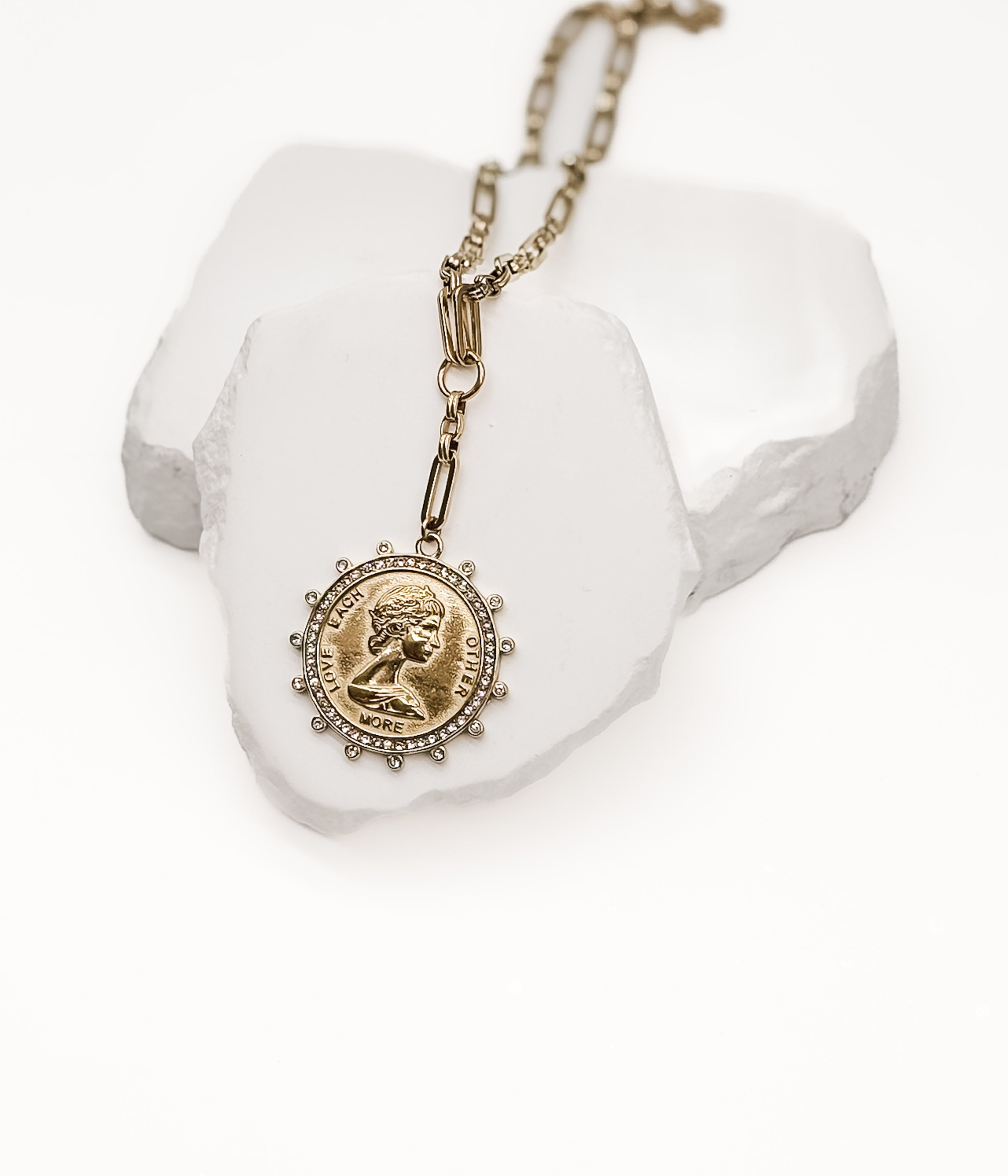 Gold Coin Link Necklace - Rural Haze