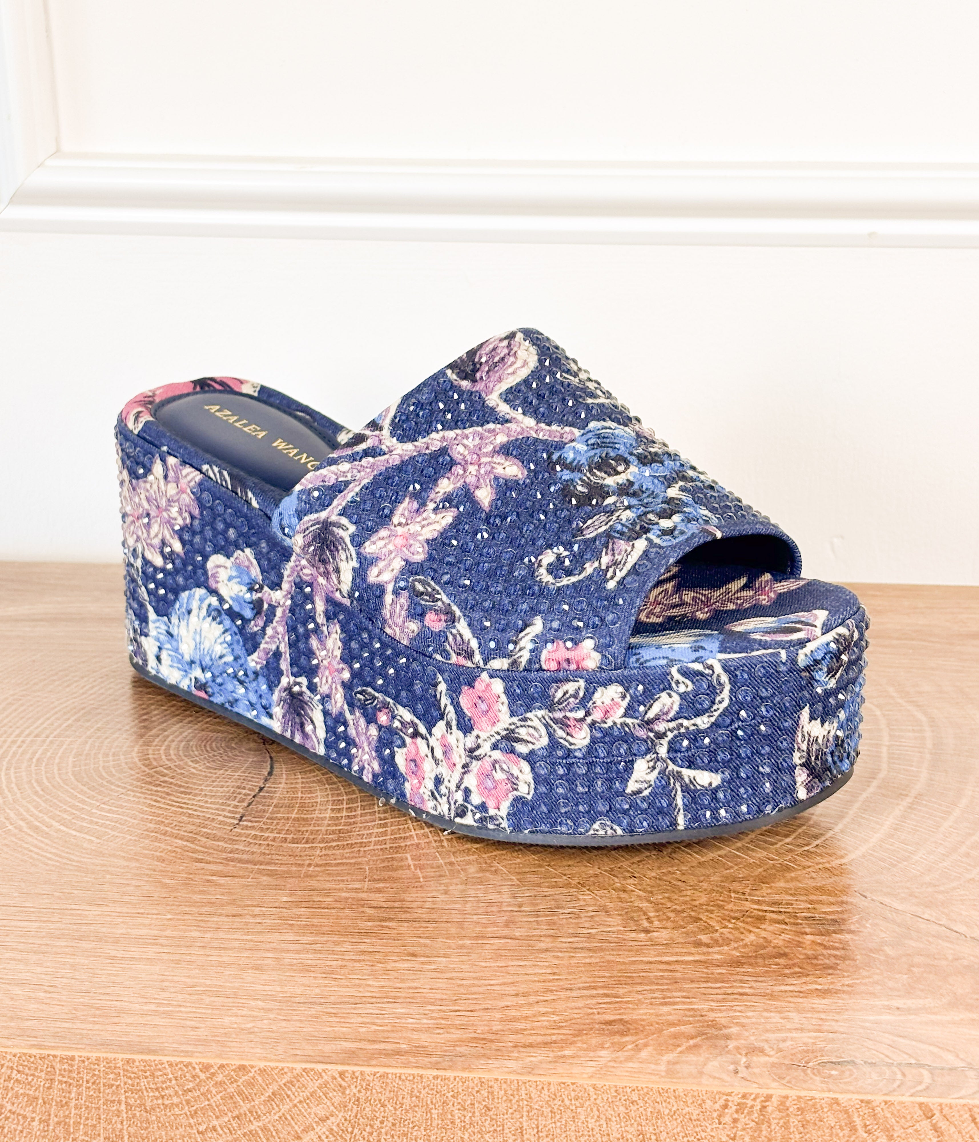 Rosalind Wedge Heel in Blue - Rural Haze