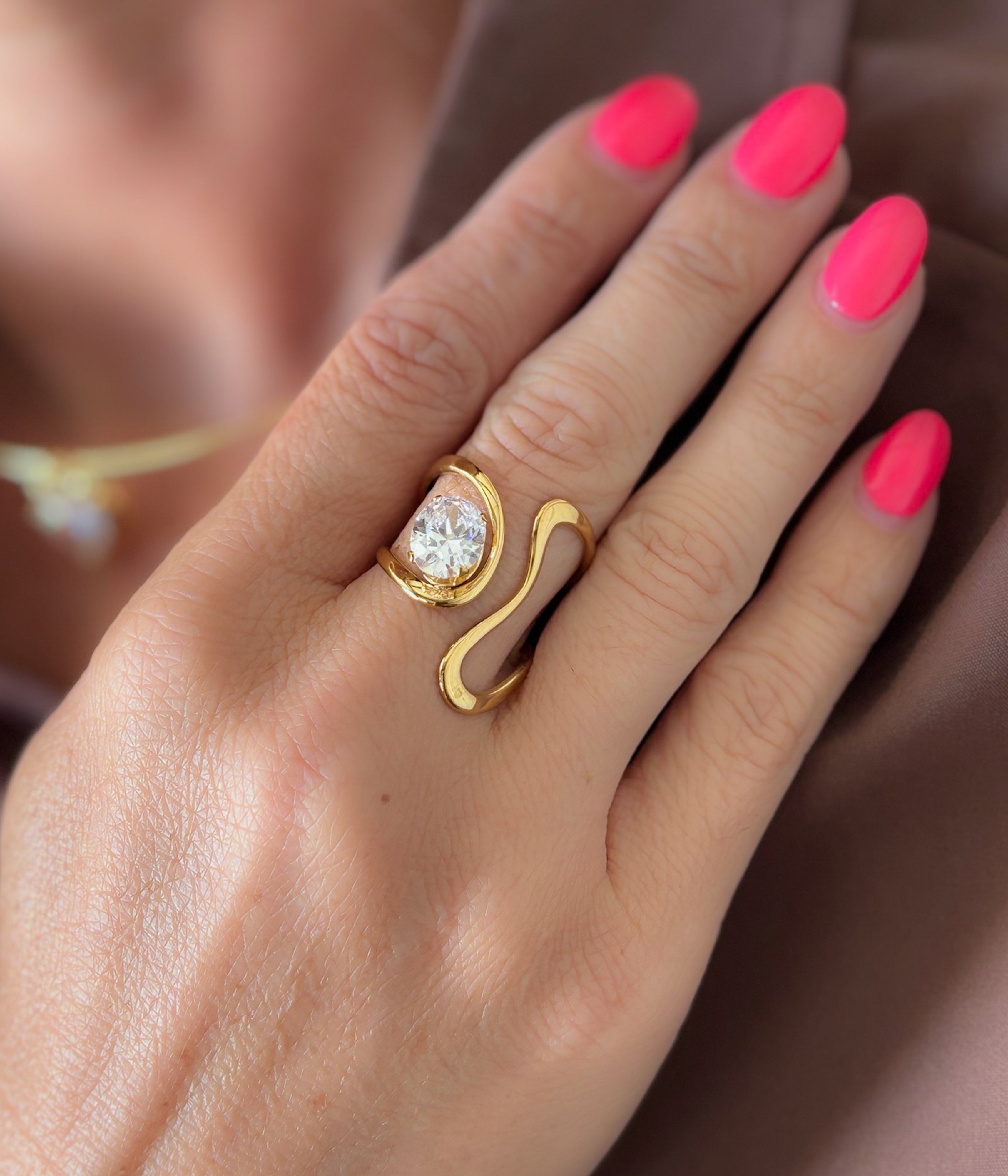 Gold Open Wrap Ring with Crystal