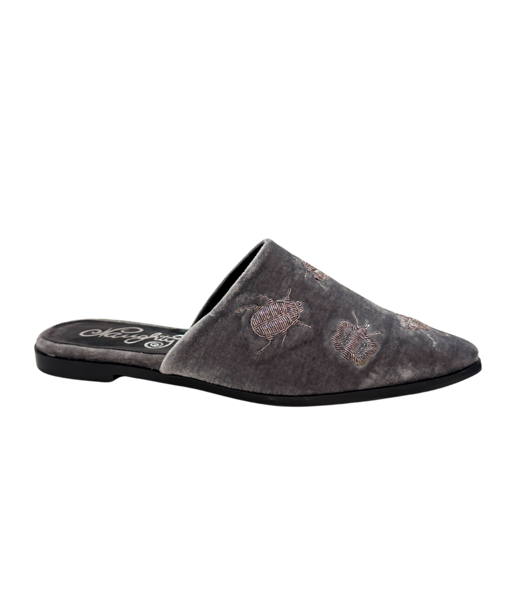 Dragonfly Velvet Flats in Grey - Rural Haze