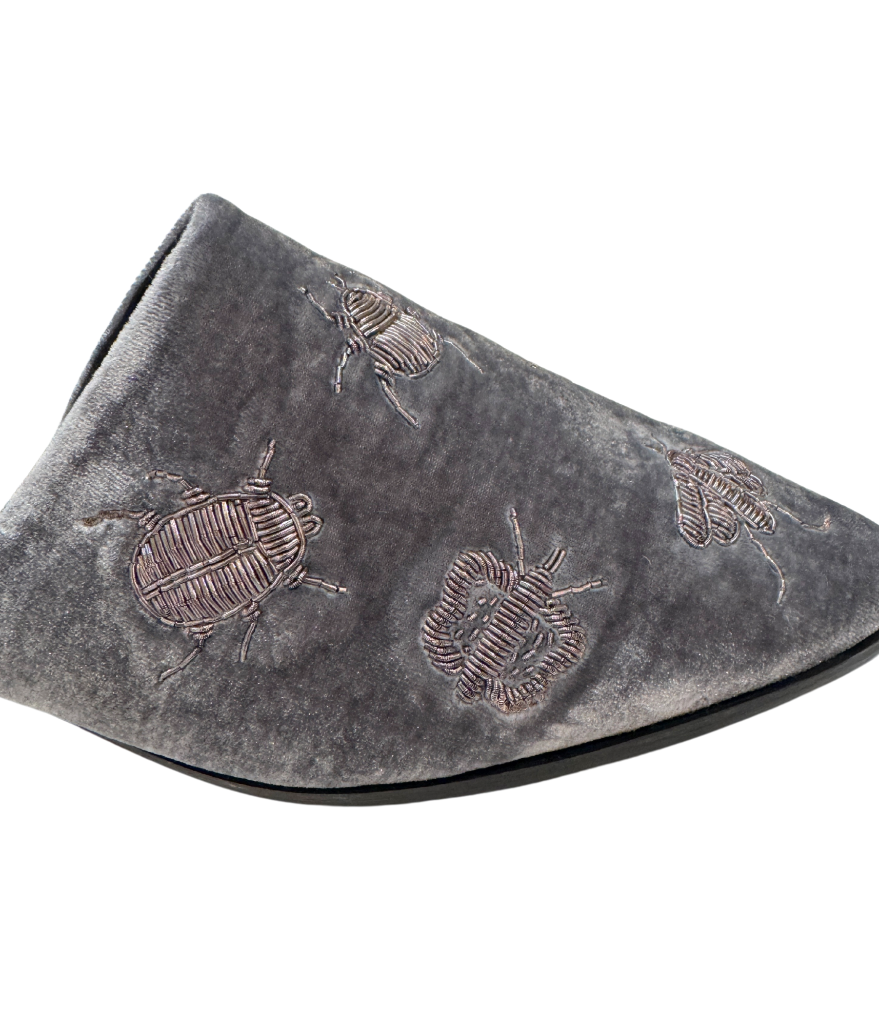 Dragonfly Velvet Flats in Grey - Rural Haze