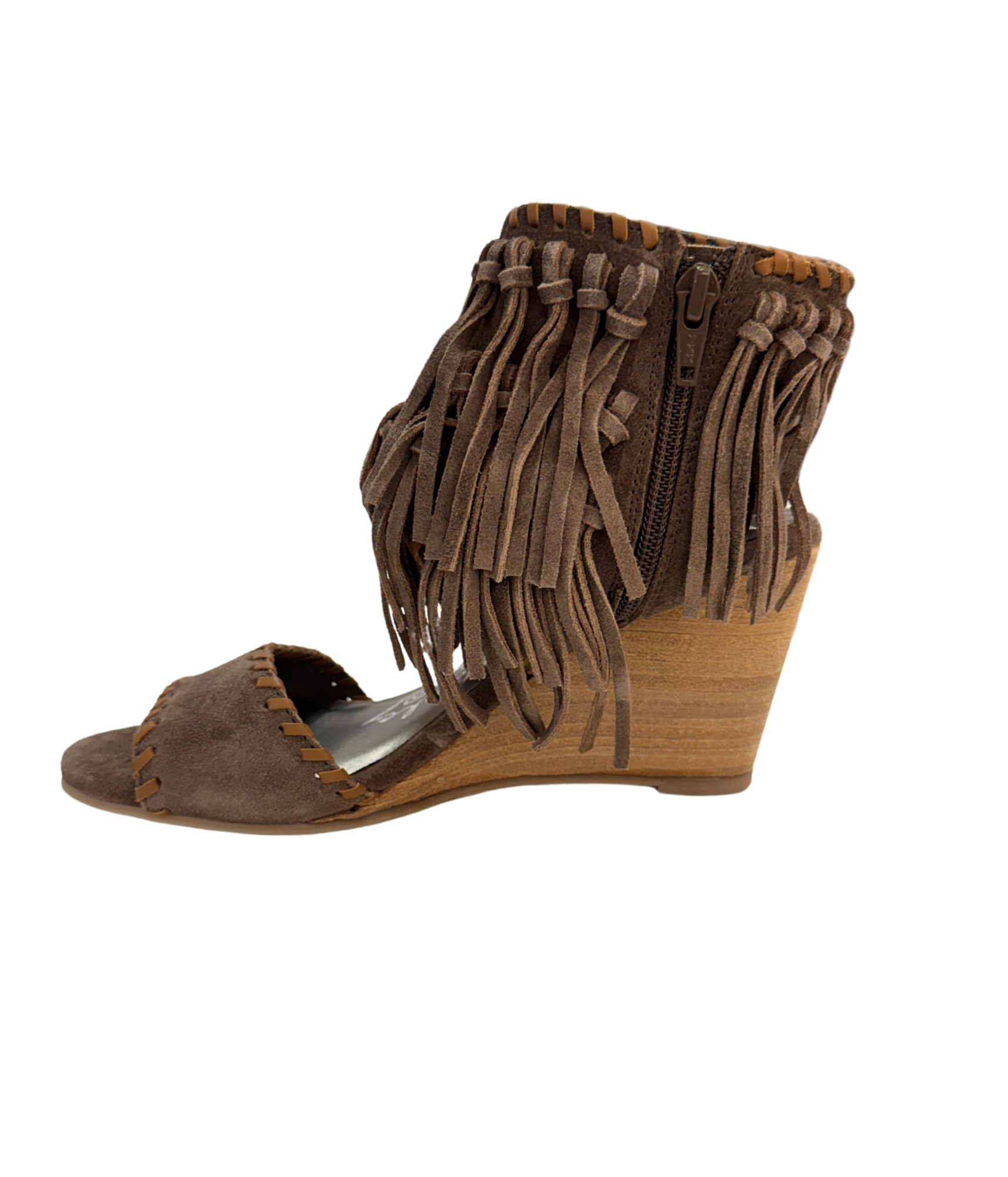True Fringe Wedge in Taupe - Rural Haze