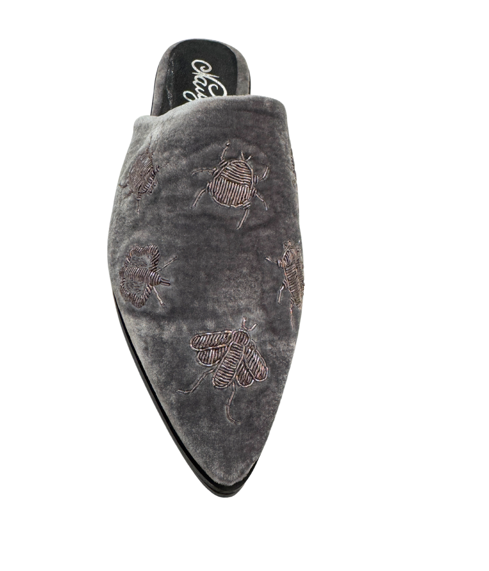 Dragonfly Velvet Flats in Grey - Rural Haze