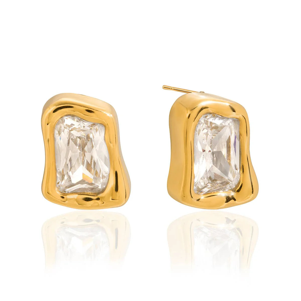 Gold Double Stone Earrings - Rural Haze