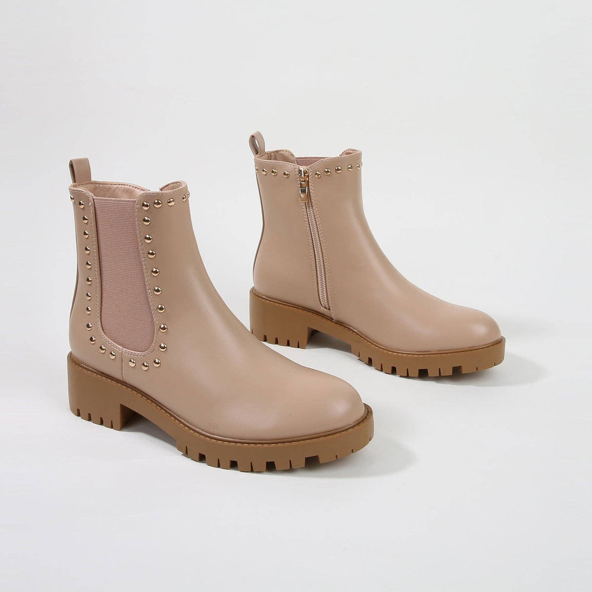 Kira Studded Boot in Beige - Rural Haze