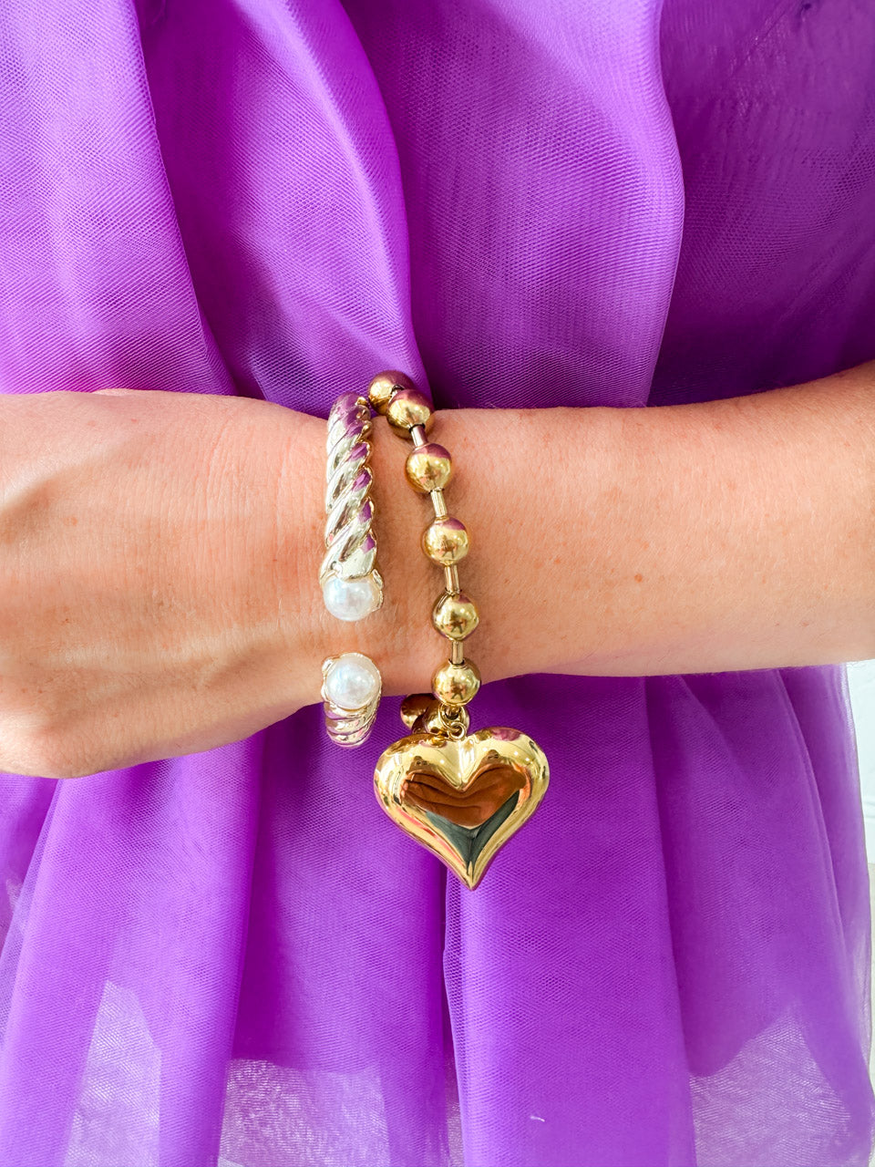 Bubble Heart Bracelet - Rural Haze