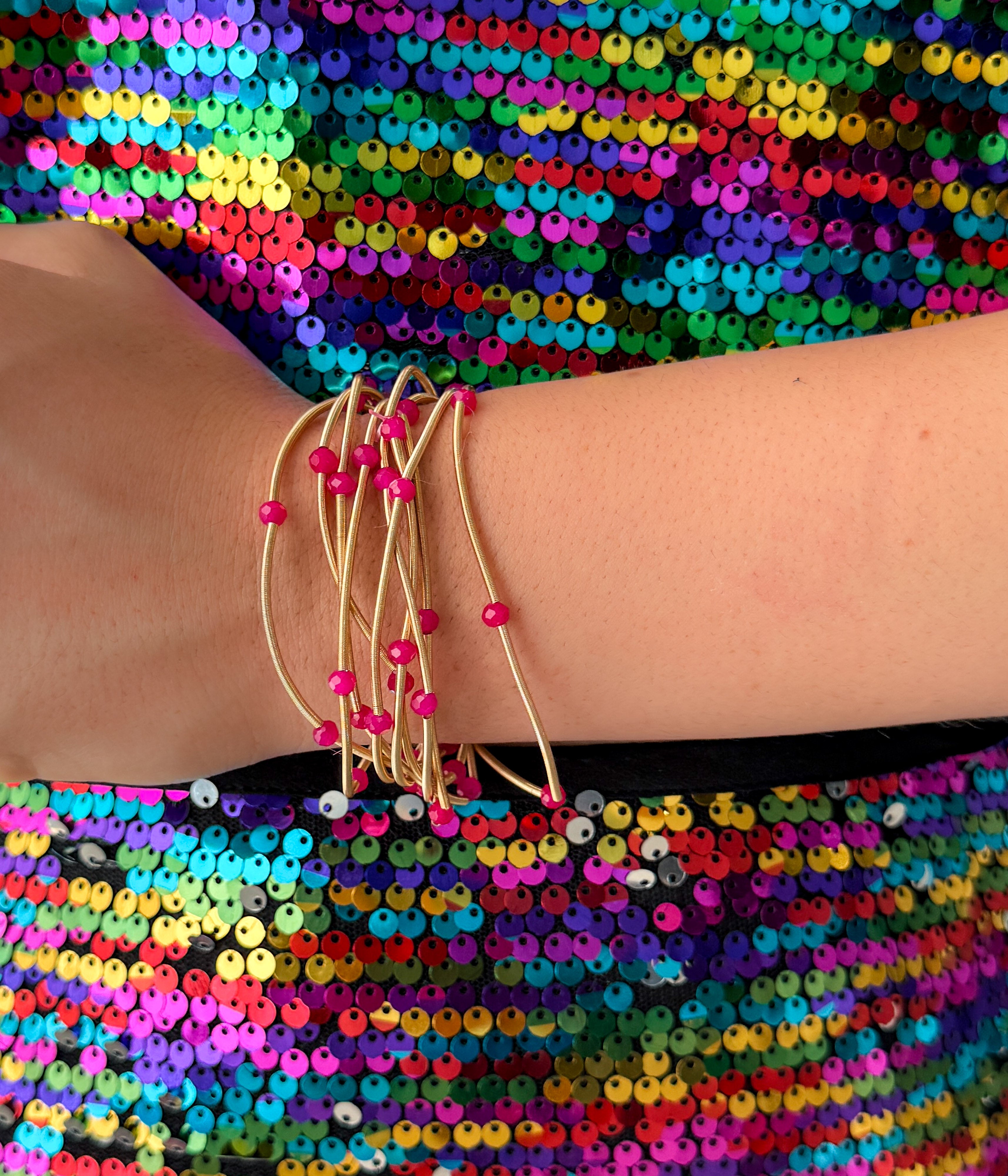 9 Strand Pink Bracelet Stack