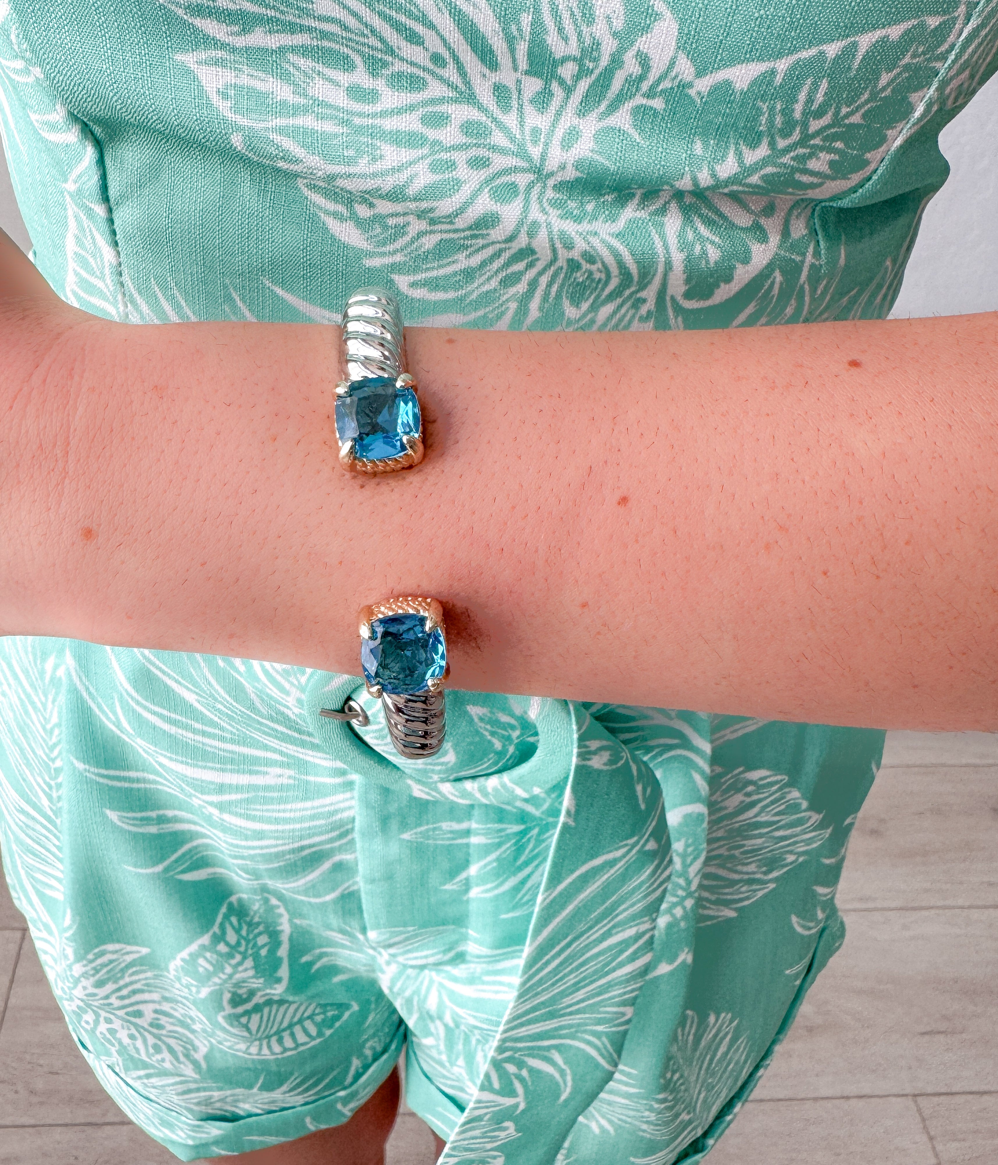 Blue Stone Hinge Bangle