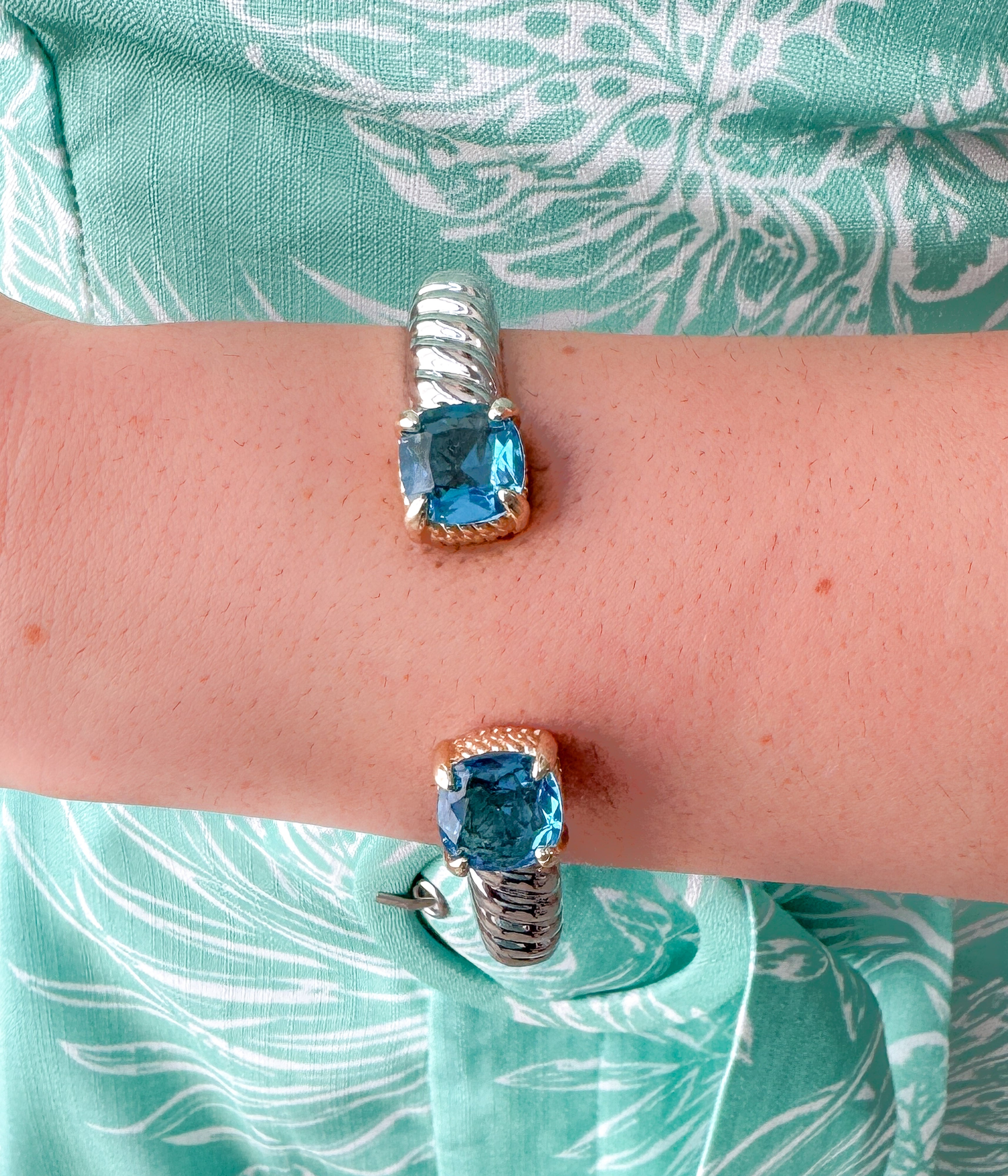 Blue Stone Hinge Bangle