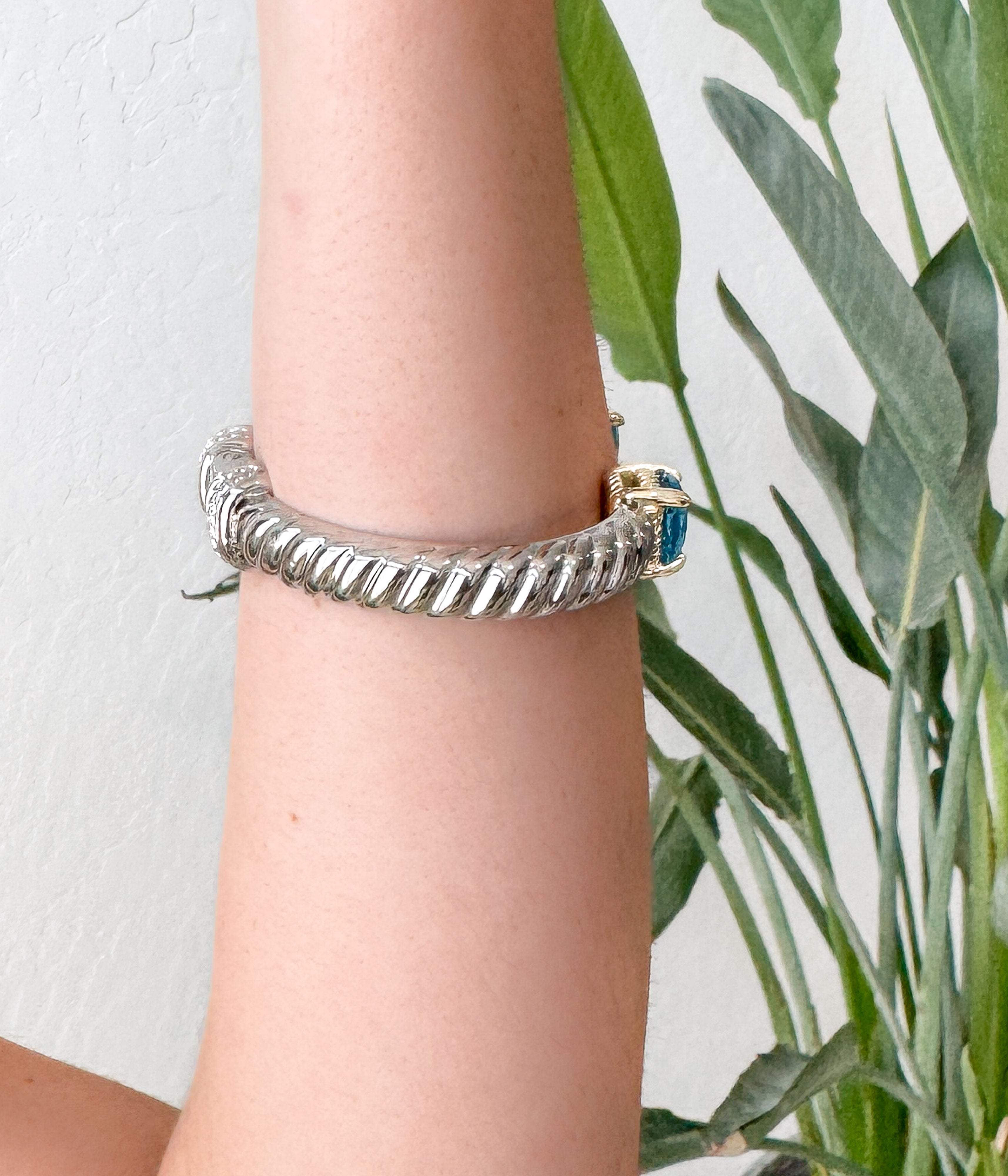 Blue Stone Hinge Bangle