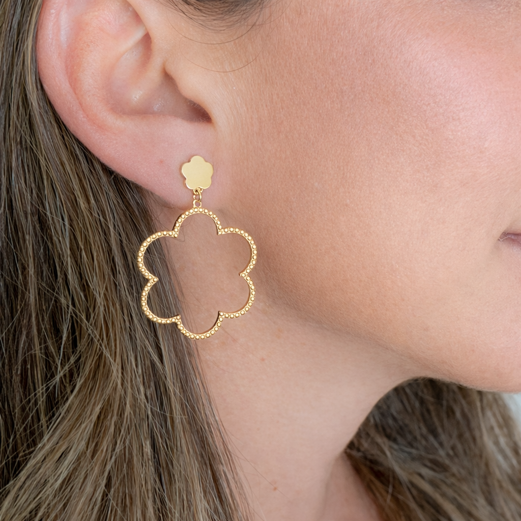 Nicky Gold Clover Earrings