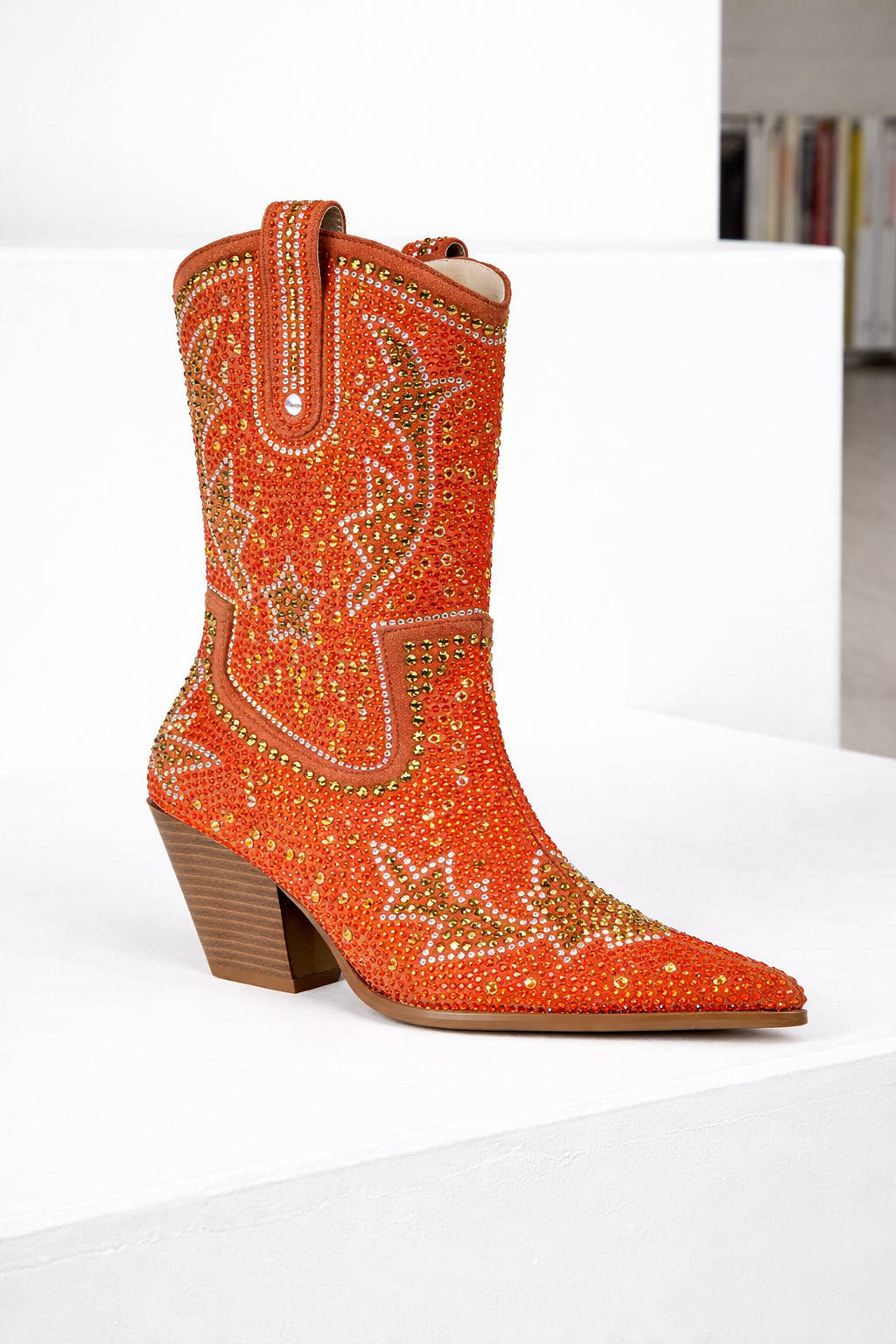 Scott Rhinestone Boot in Orange