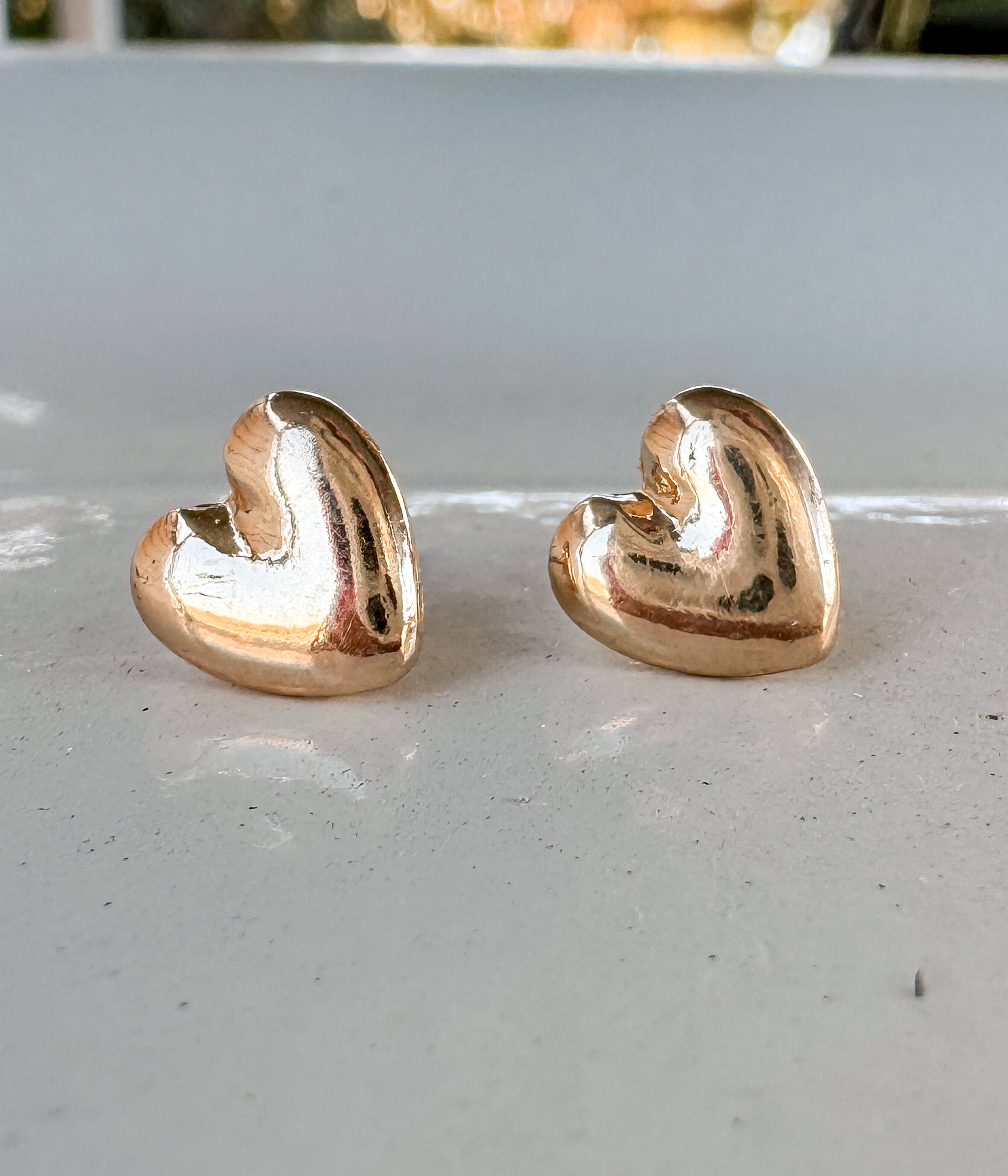 Gold Heart Stud Earrings - Rural Haze