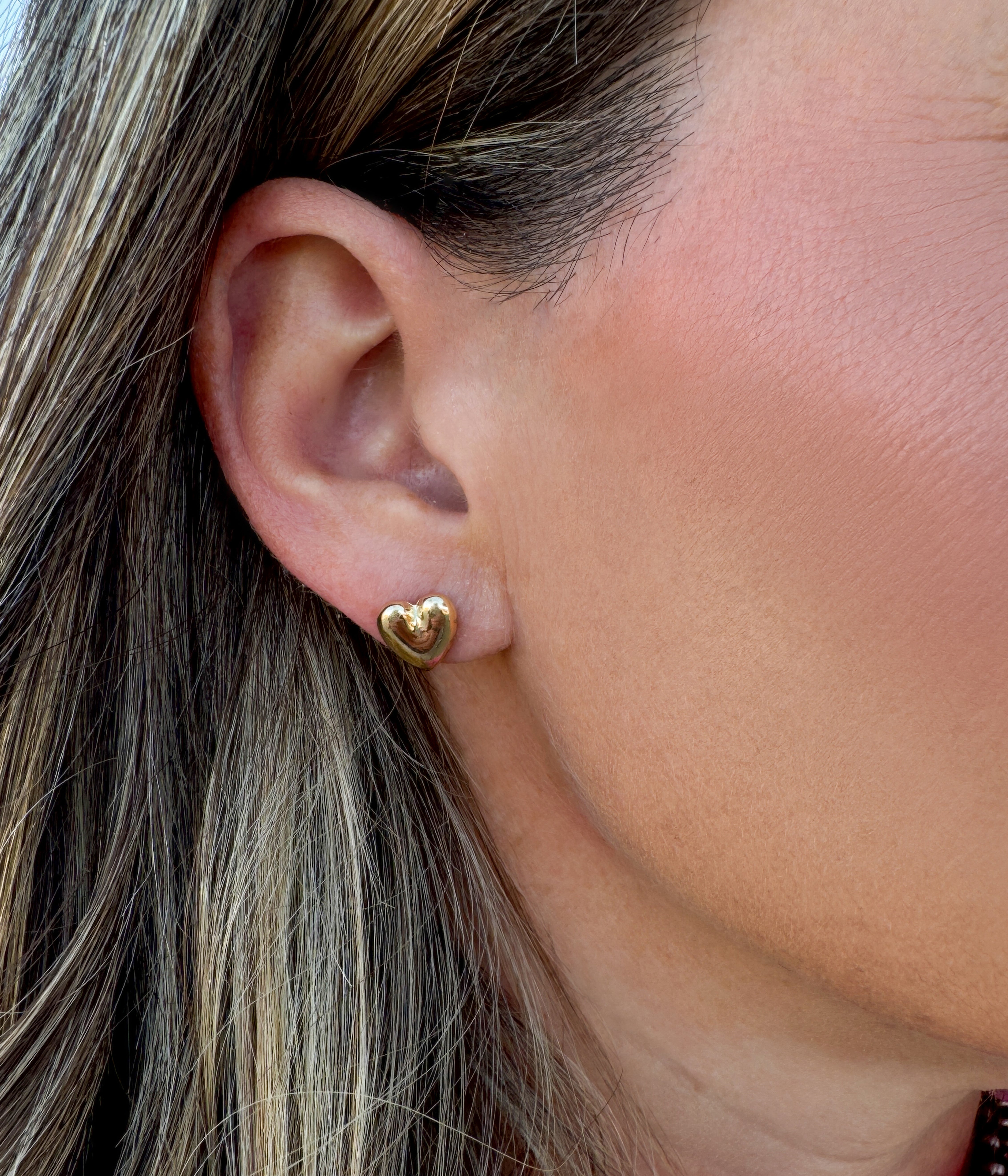 Gold Heart Stud Earrings - Rural Haze