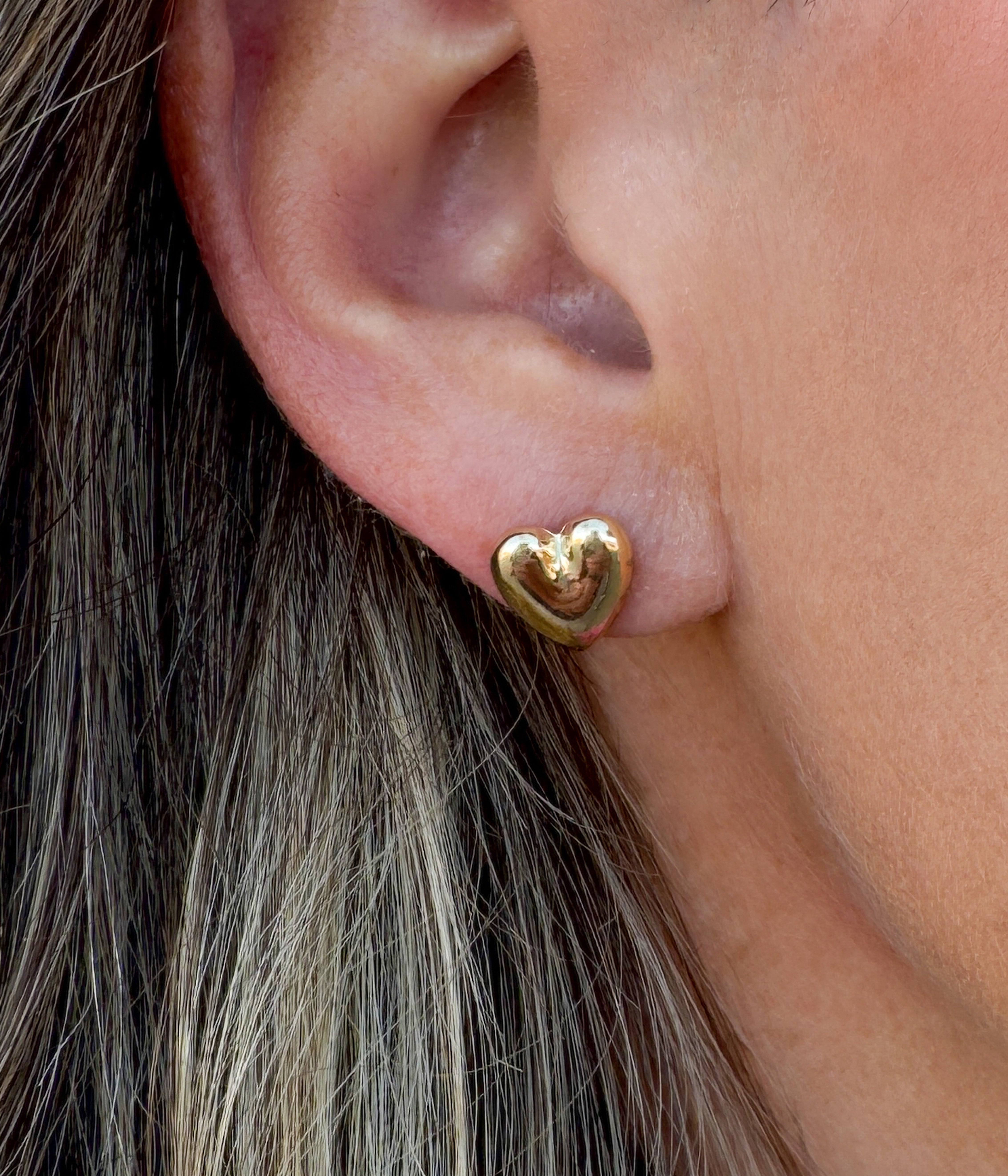 Gold Heart Stud Earrings - Rural Haze