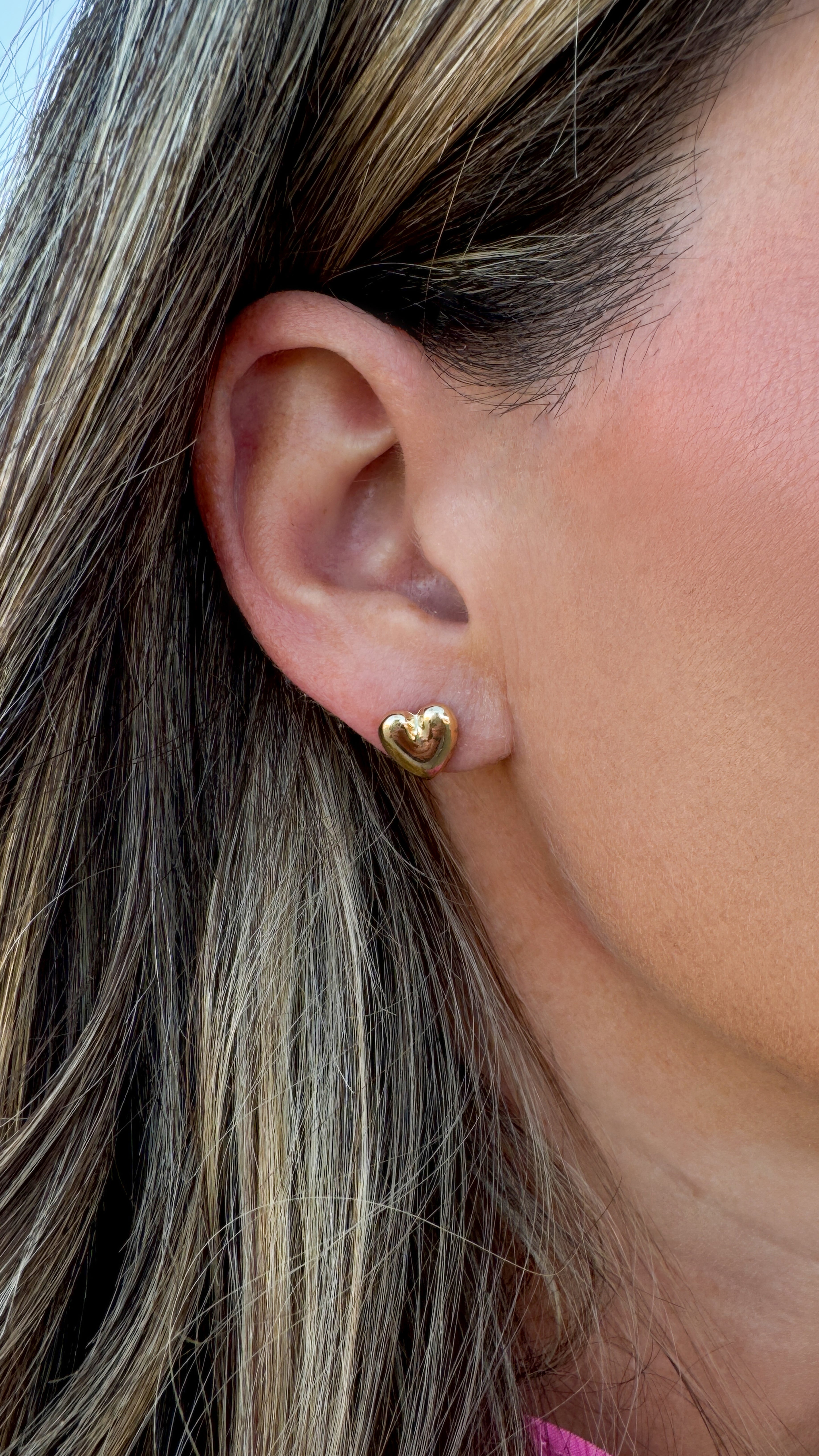 Gold Heart Stud Earrings - Rural Haze