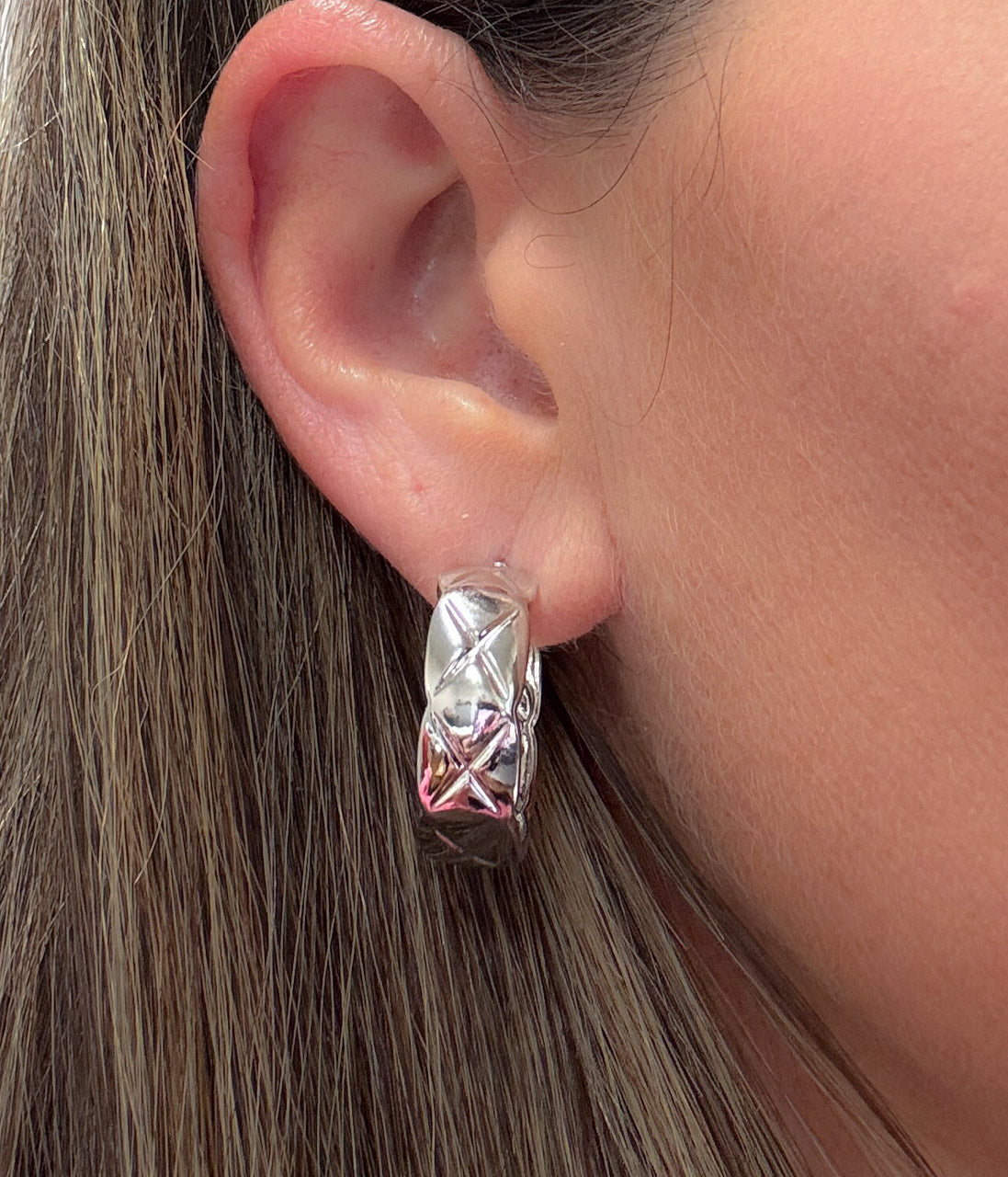 Woven Silver Hoops - Rural Haze