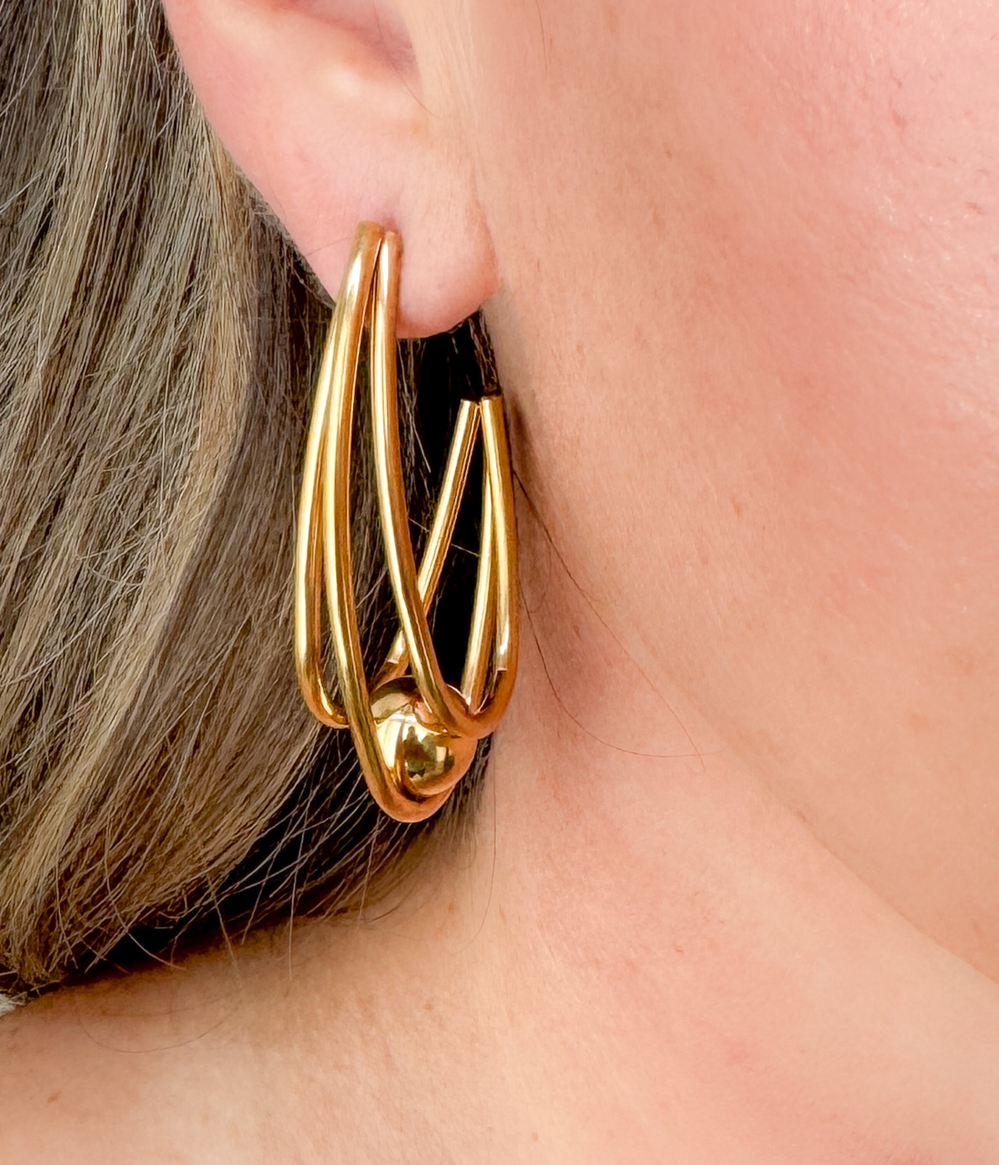 Triple Loop Earring in Gold