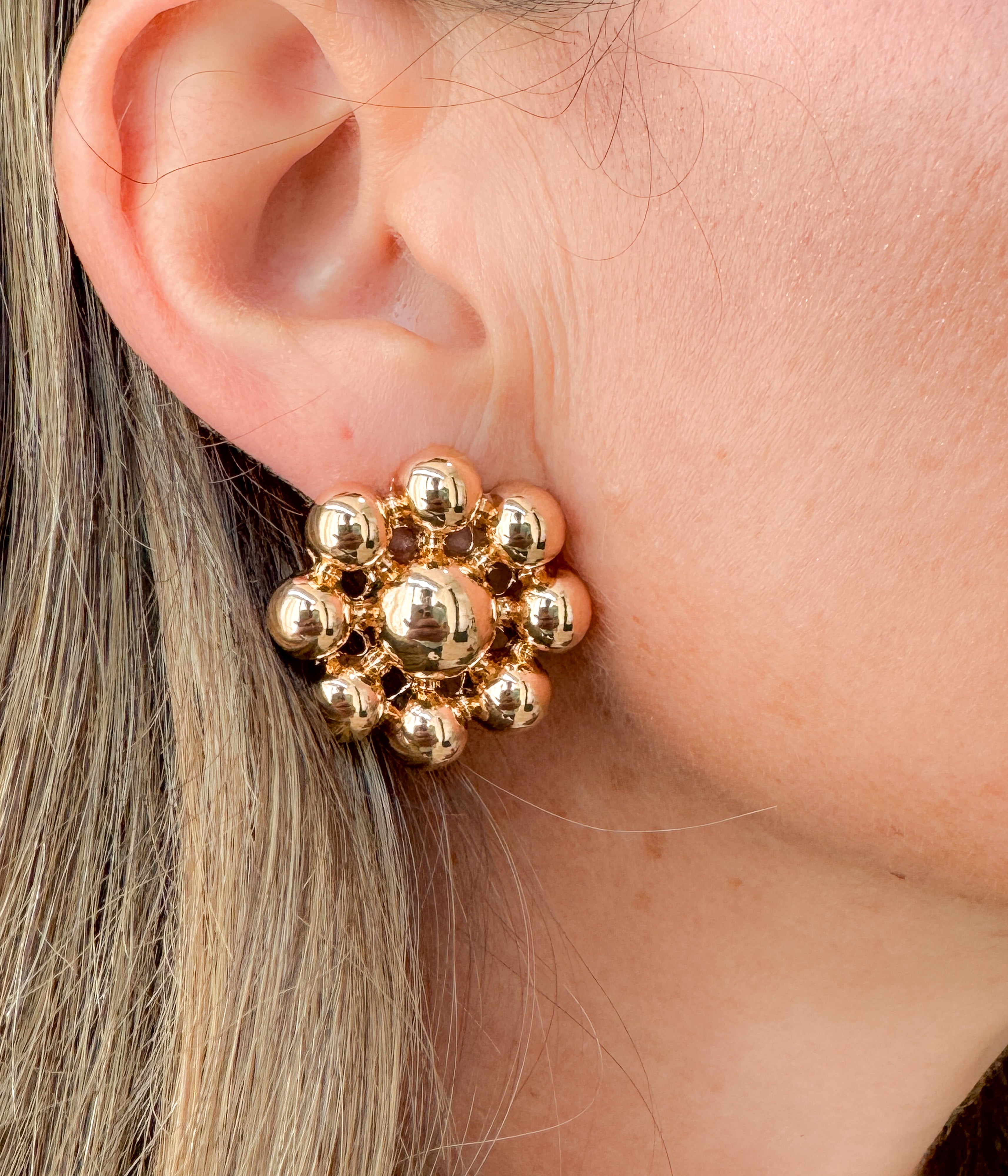 Gold Round Burst Earrings