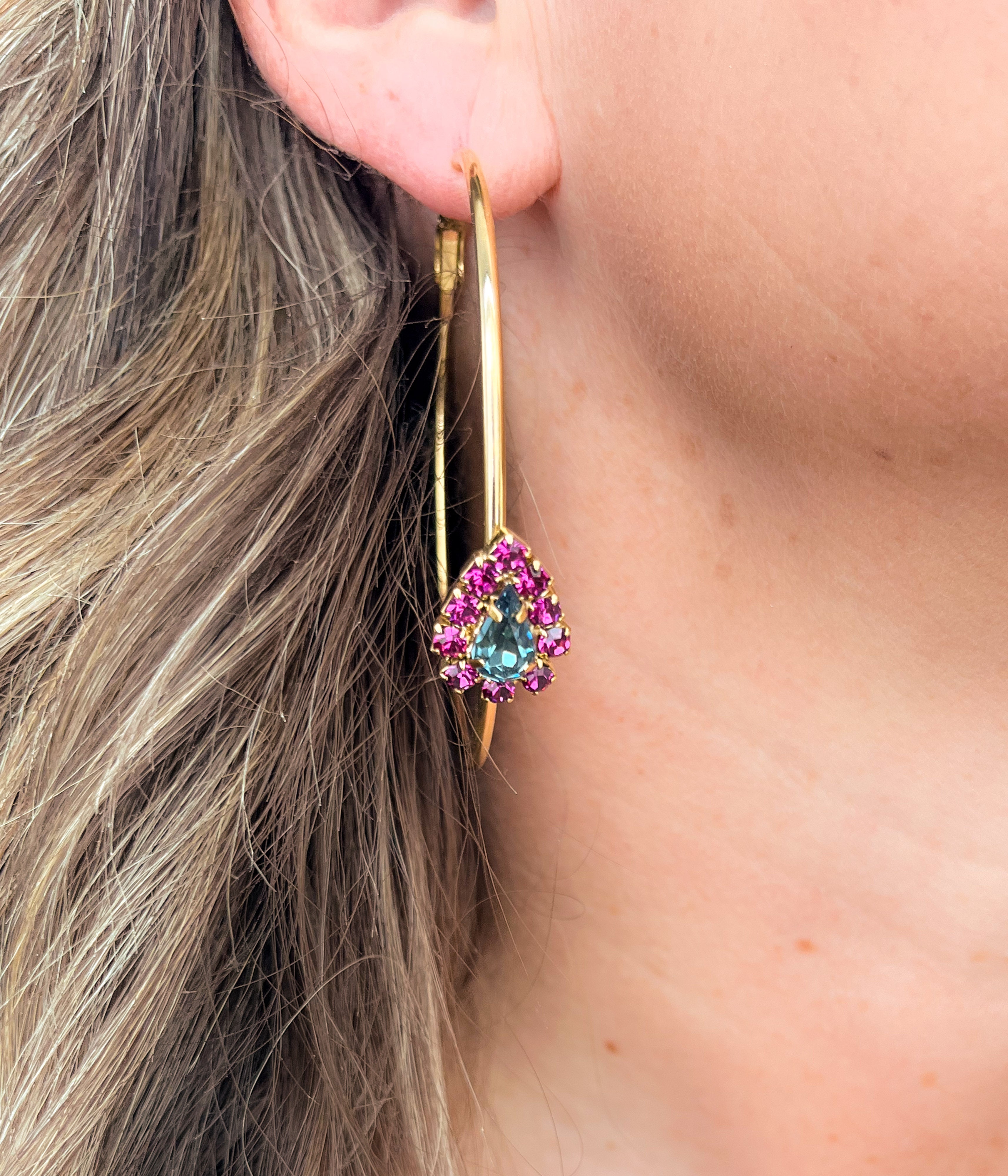 Vera Hoops in Fuchsia & Indian Sapphire