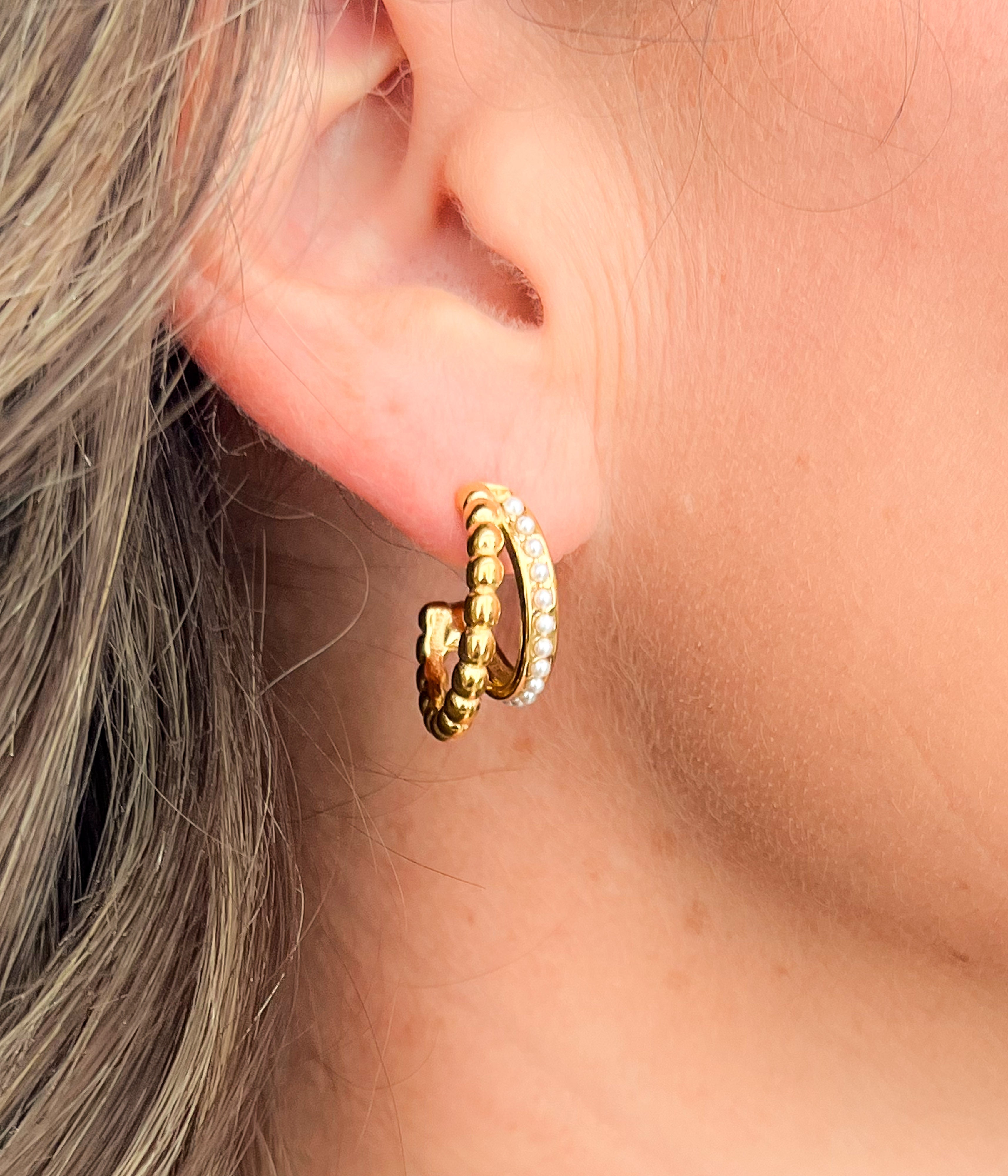 Open Hoop Gold and Pearl Earring
