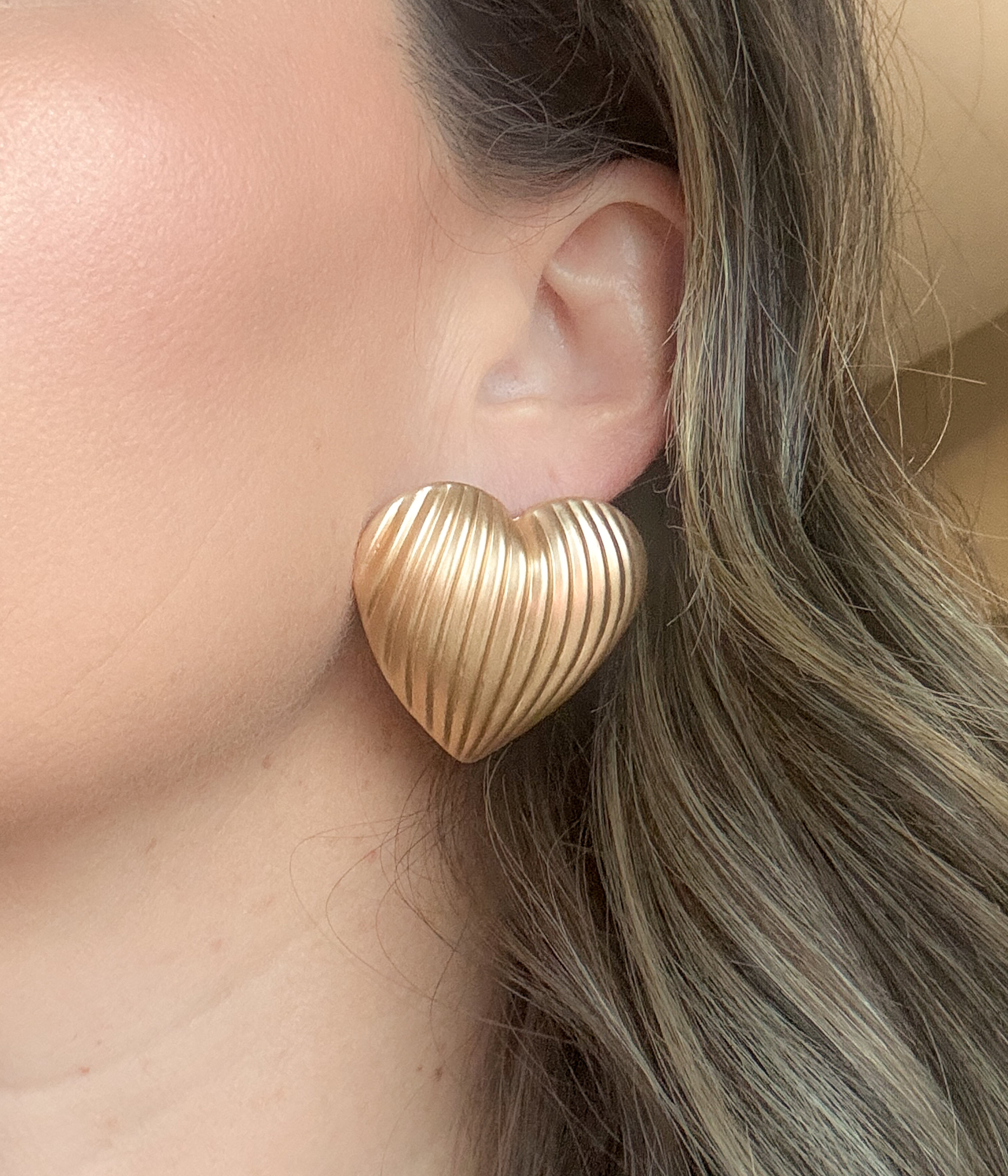 Ridged Heart Earrings