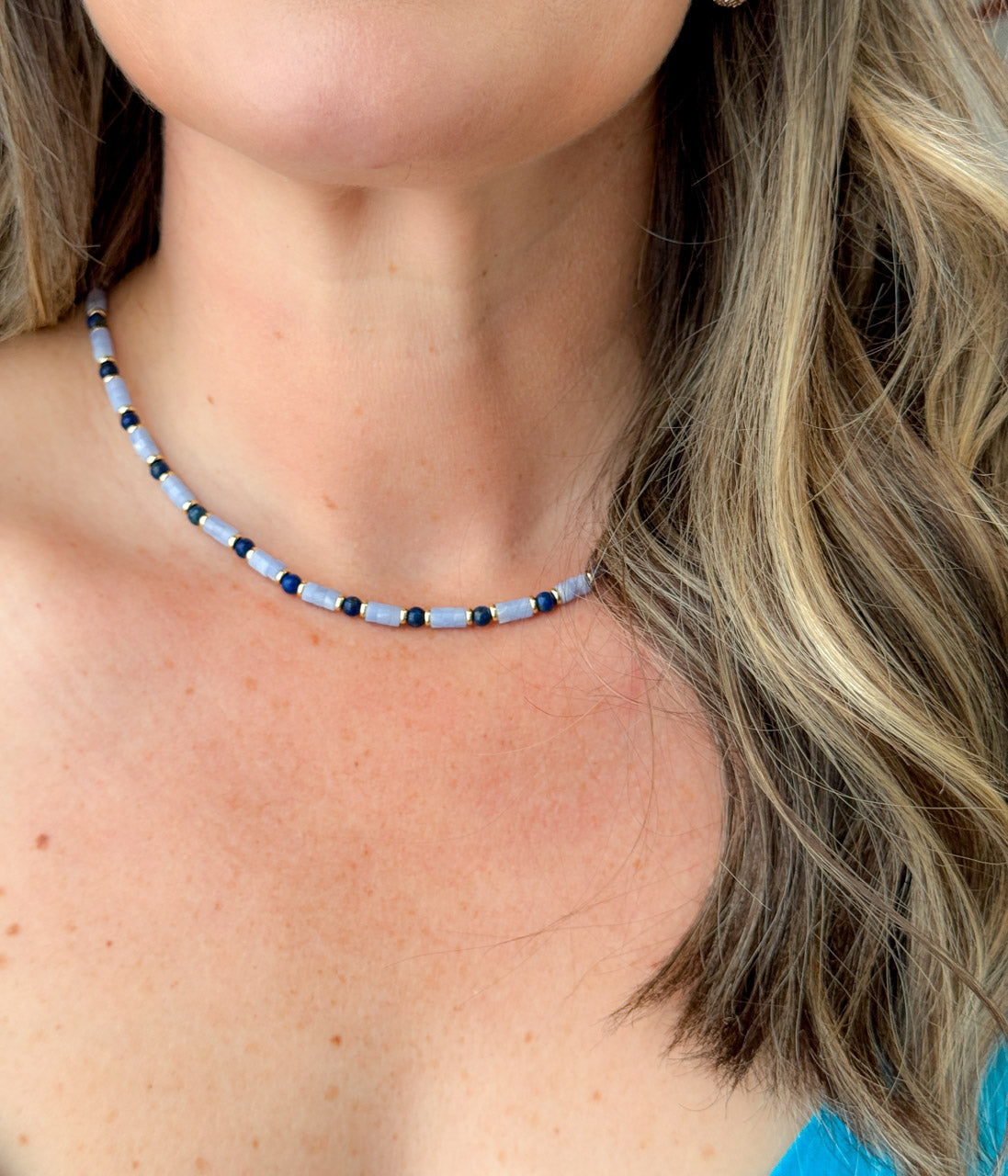 Light Blue Gemstone Necklace - Rural Haze