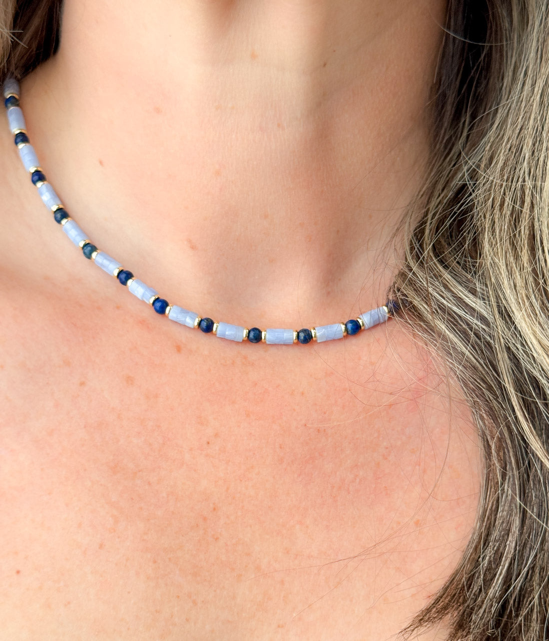 Light Blue Gemstone Necklace - Rural Haze