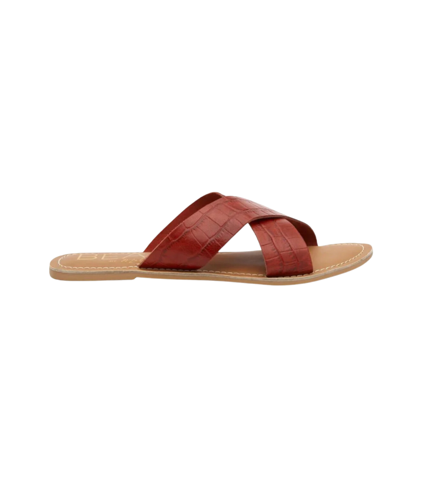 Pebble Sandal in Red Croc - Rural Haze