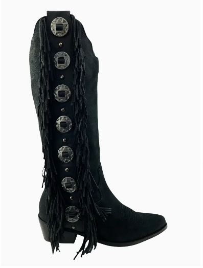Rodeo Doll Fringe Boots in Black - Rural Haze
