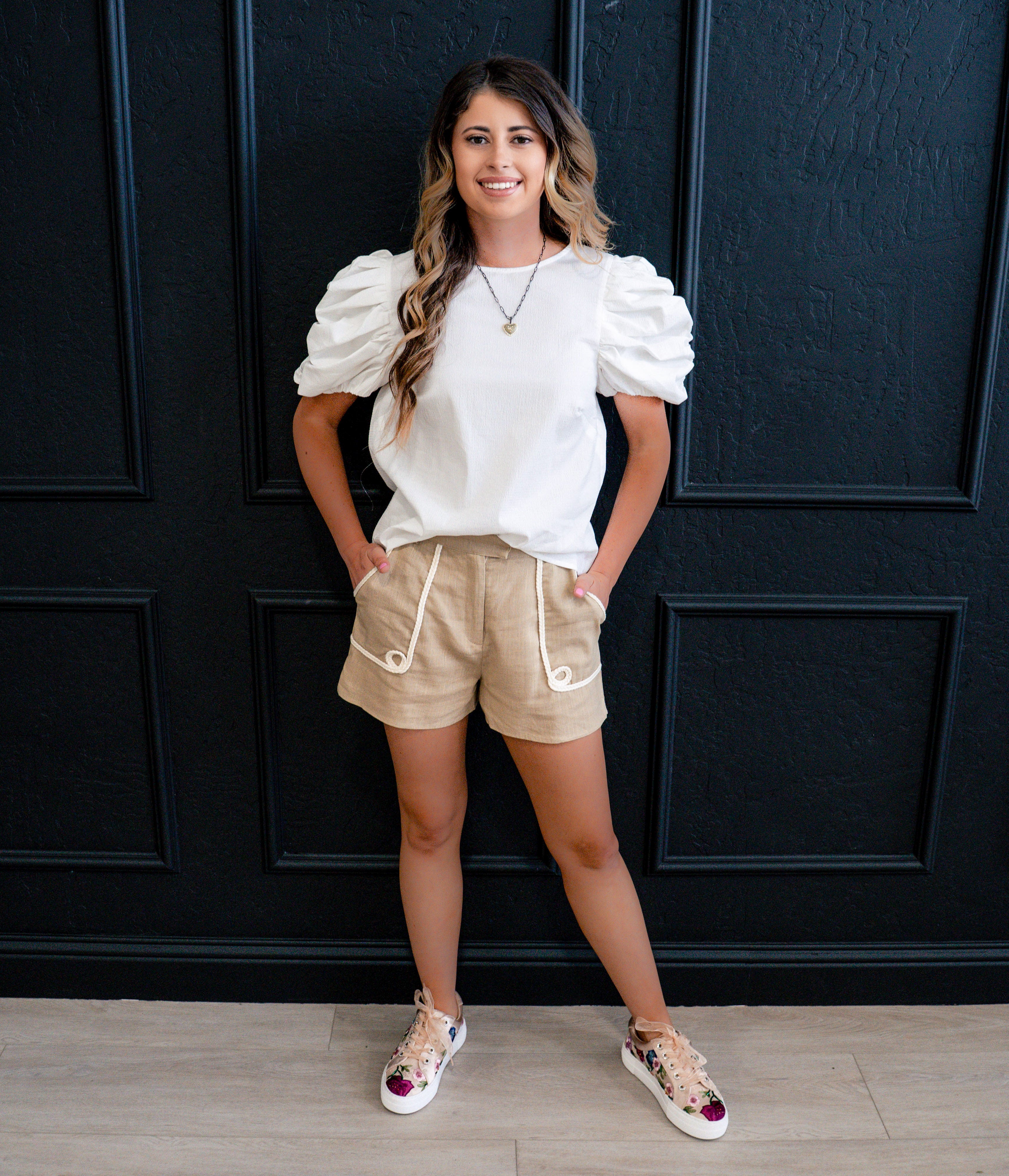 Puff Sleeve Top in White