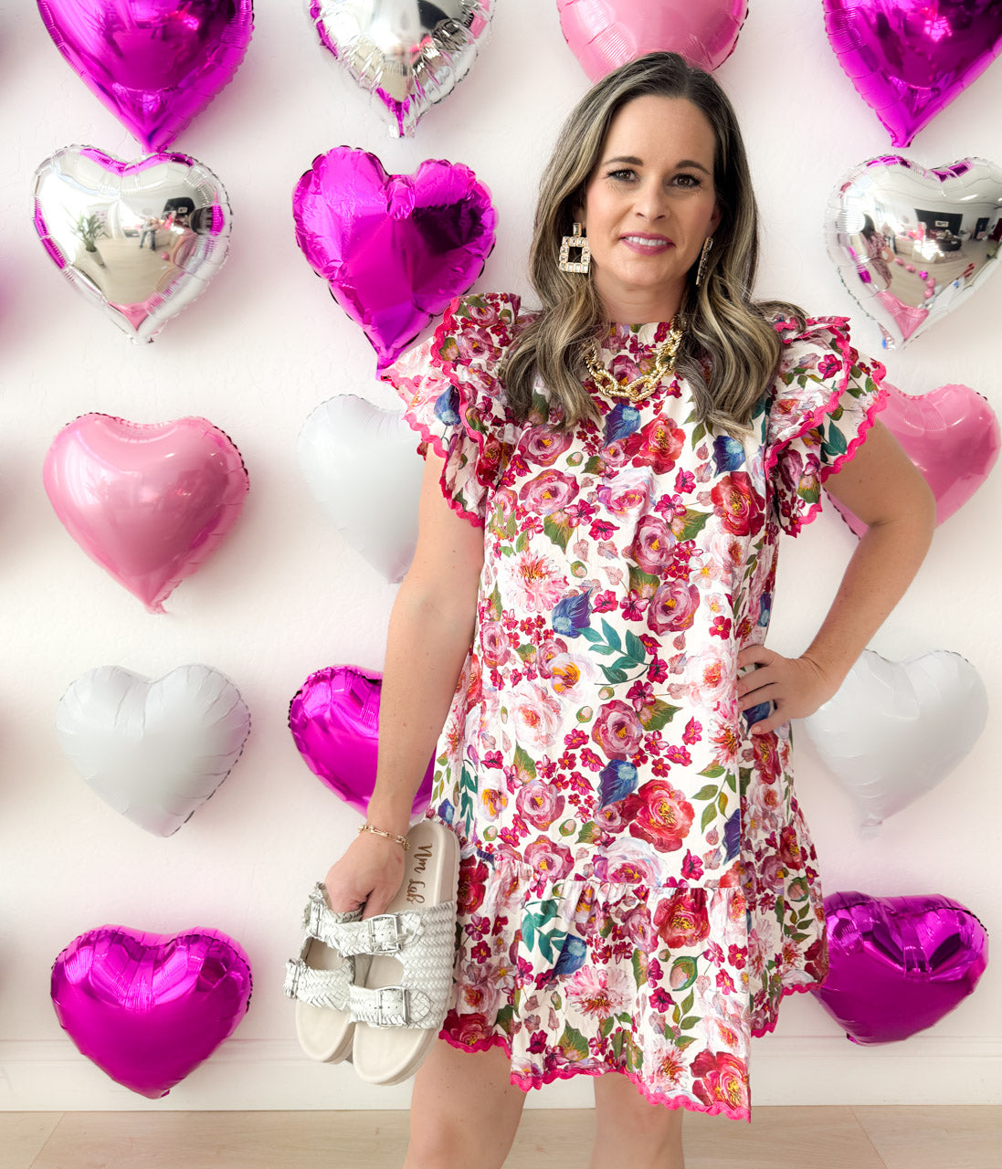 Floral Print Dress with Ruffles - Rural Haze