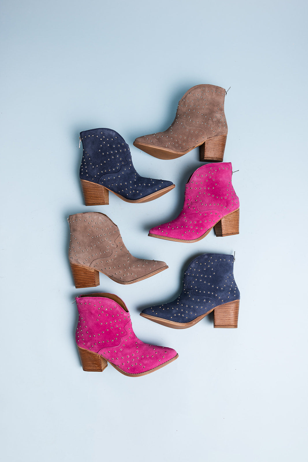 Twilight Studded Heeled Ankle Boot in Magenta - Rural Haze