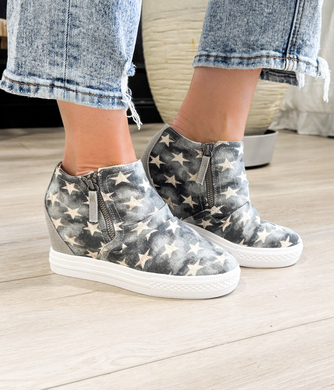 Ari Sneaker Wedge in Denim - Rural Haze