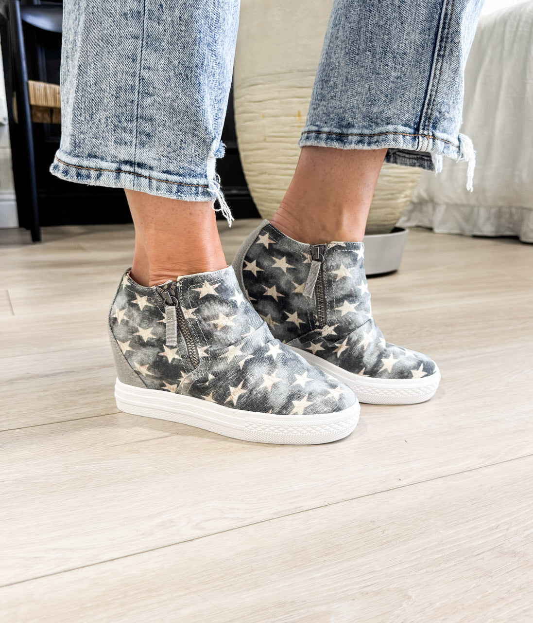 Ari Sneaker Wedge in Denim - Rural Haze