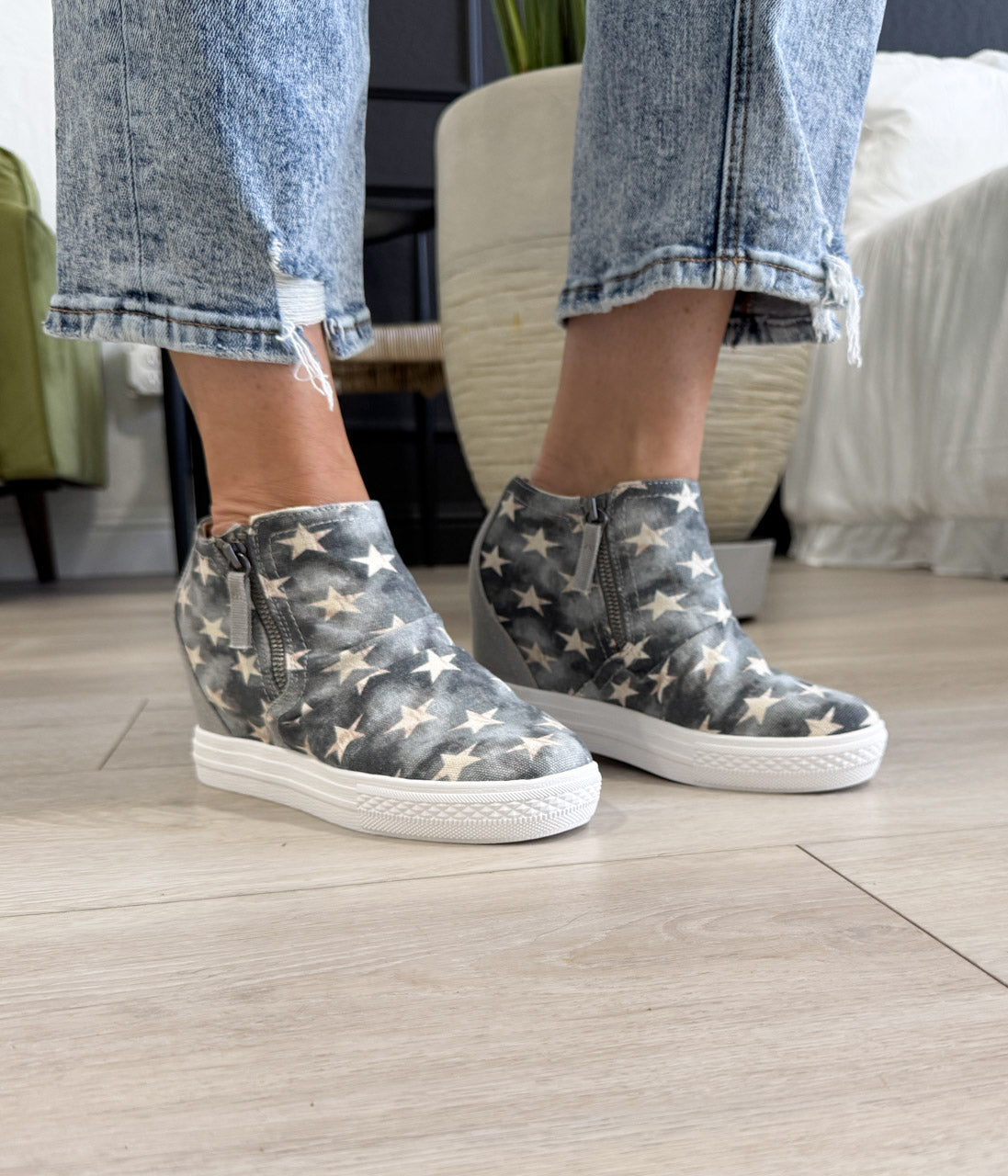 Ari Sneaker Wedge in Denim - Rural Haze