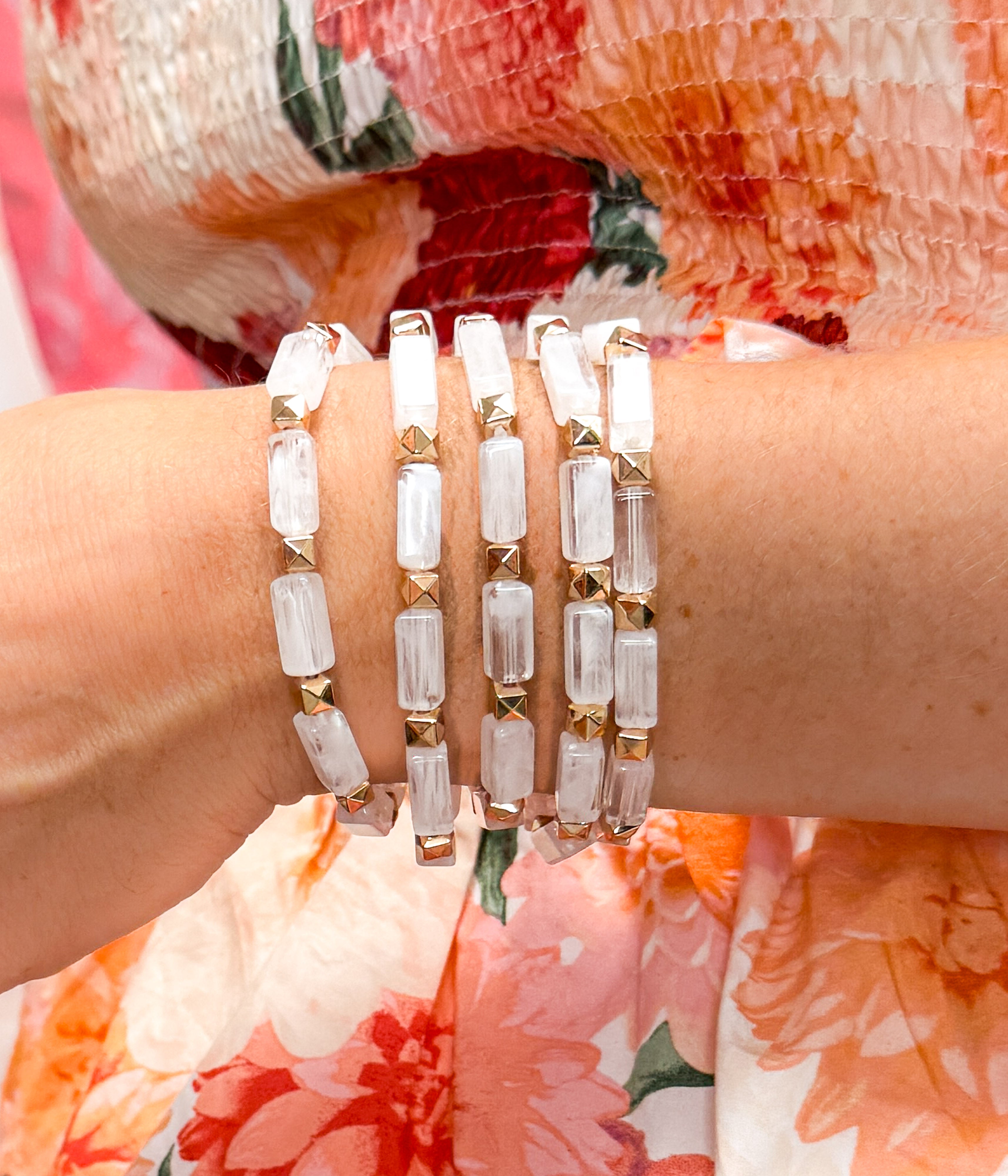 White and Gold Bracelet Set