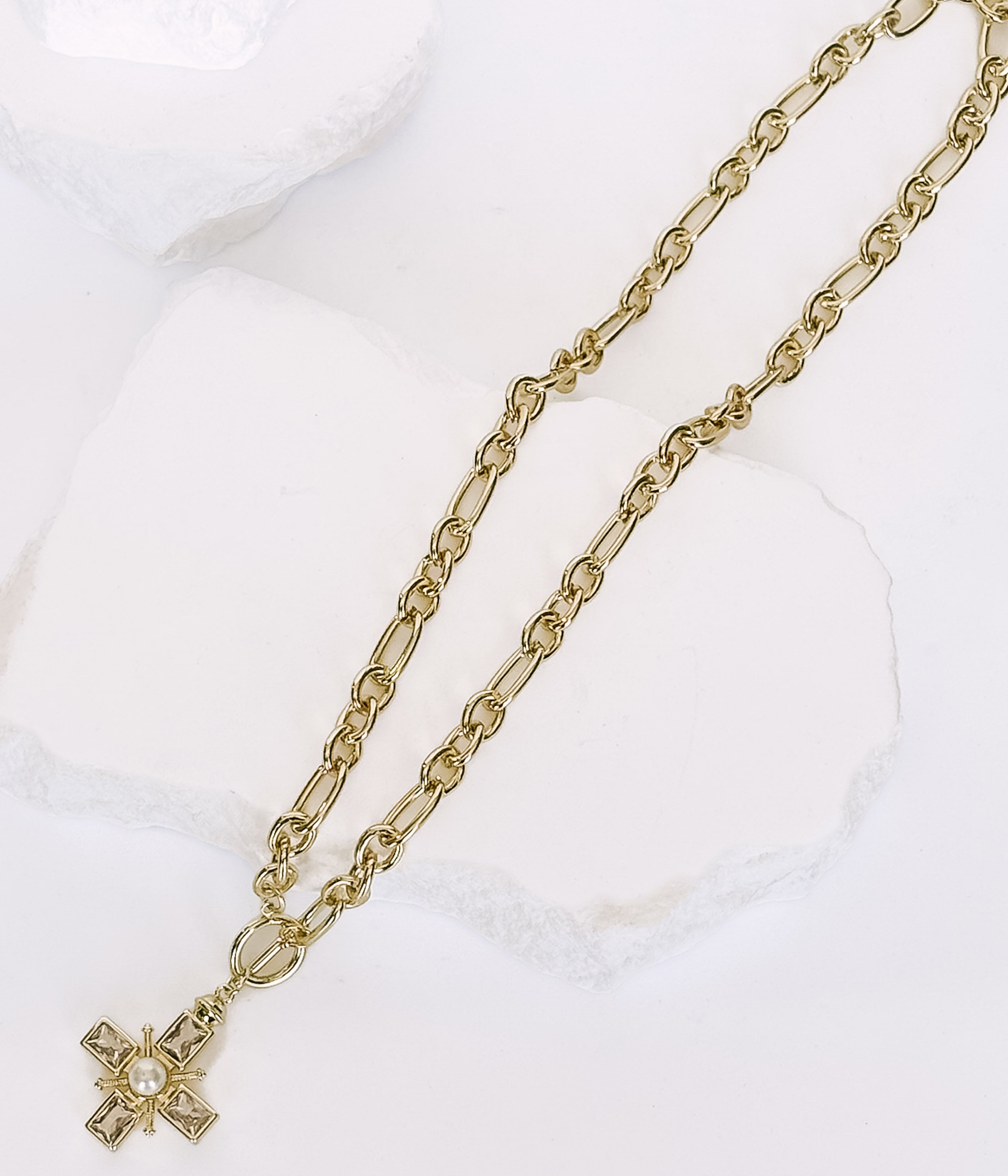 Gold Chain Necklace with Cross Pendant