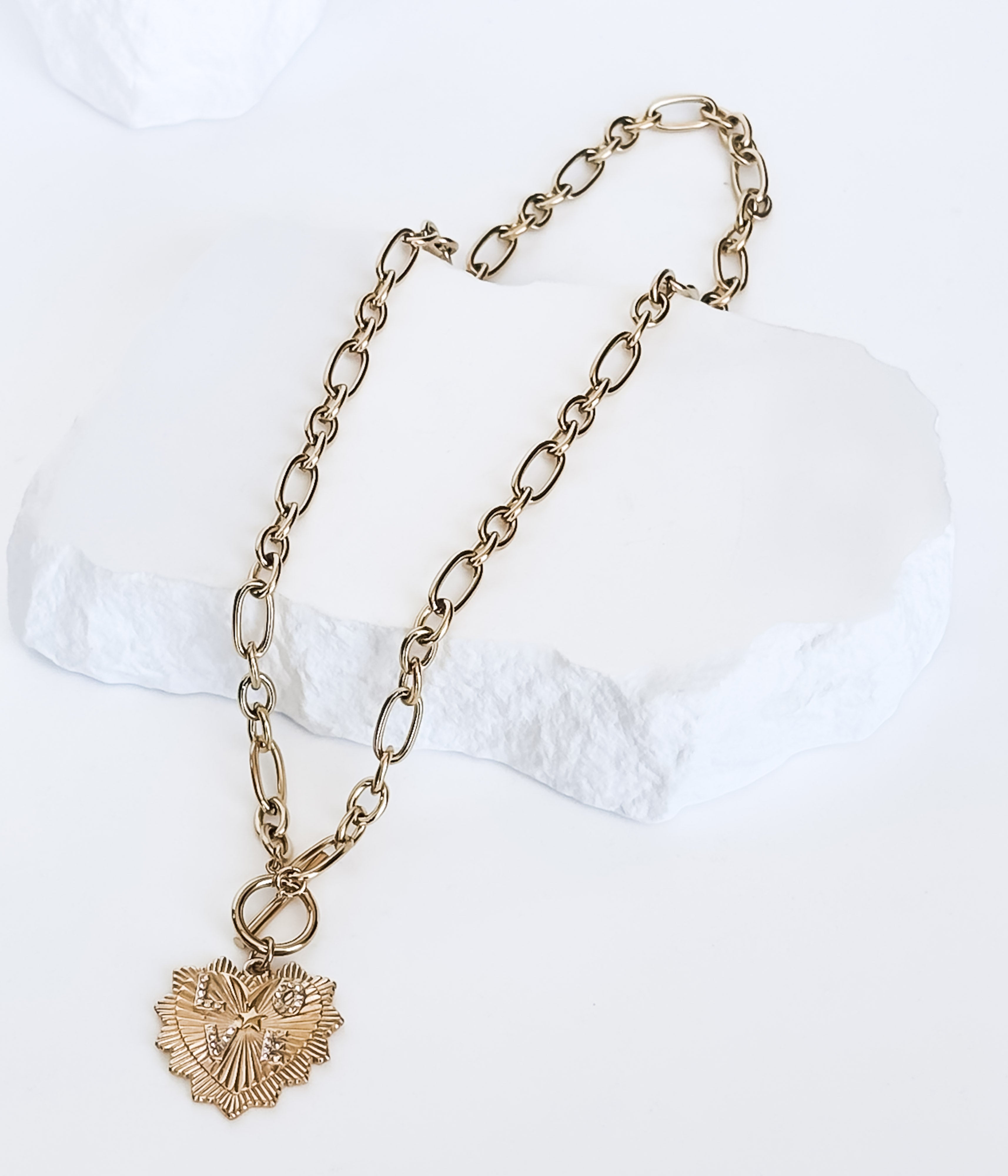 Classic Gold Chain with Heart Charm Necklace