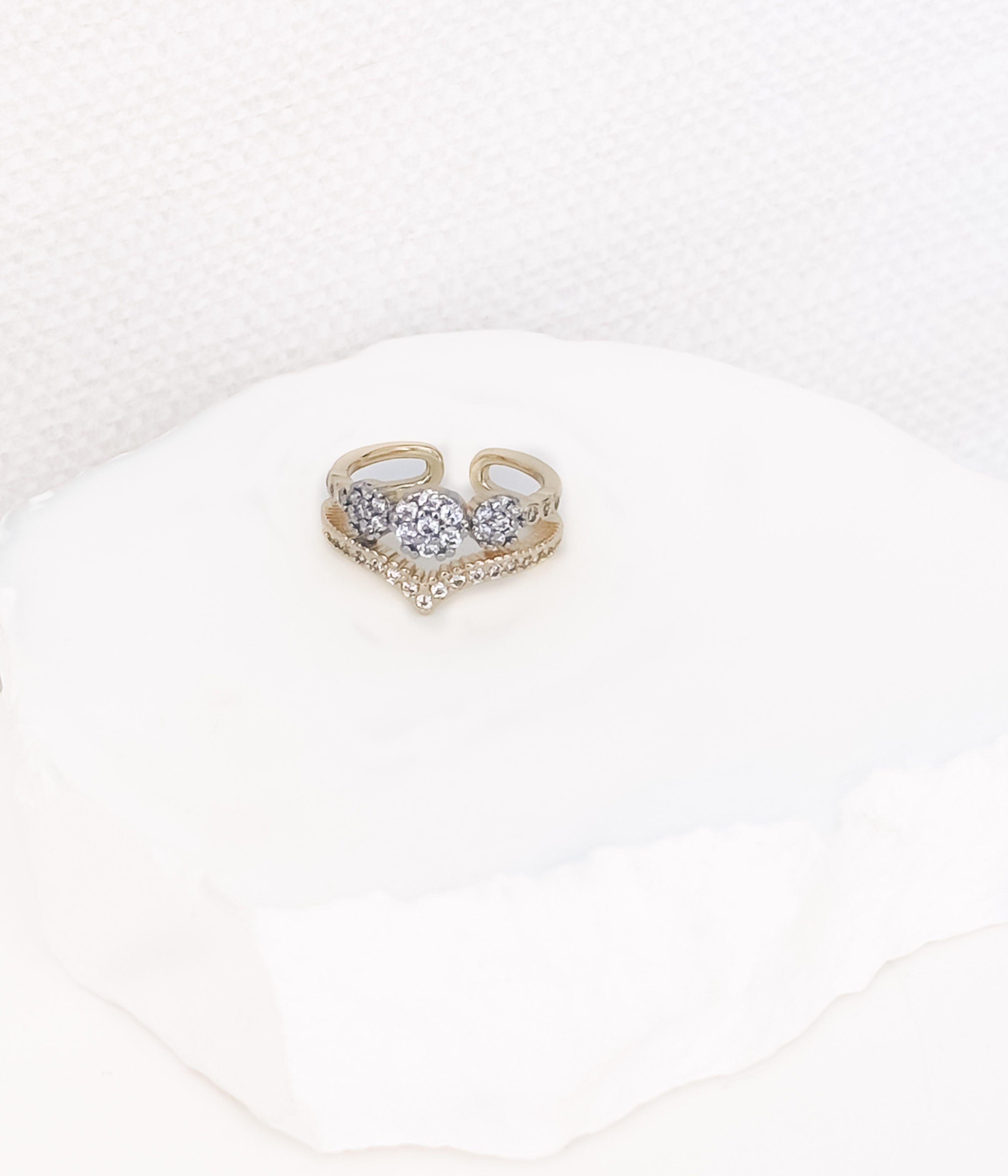 Gold Heart Ring with Crystal Accents