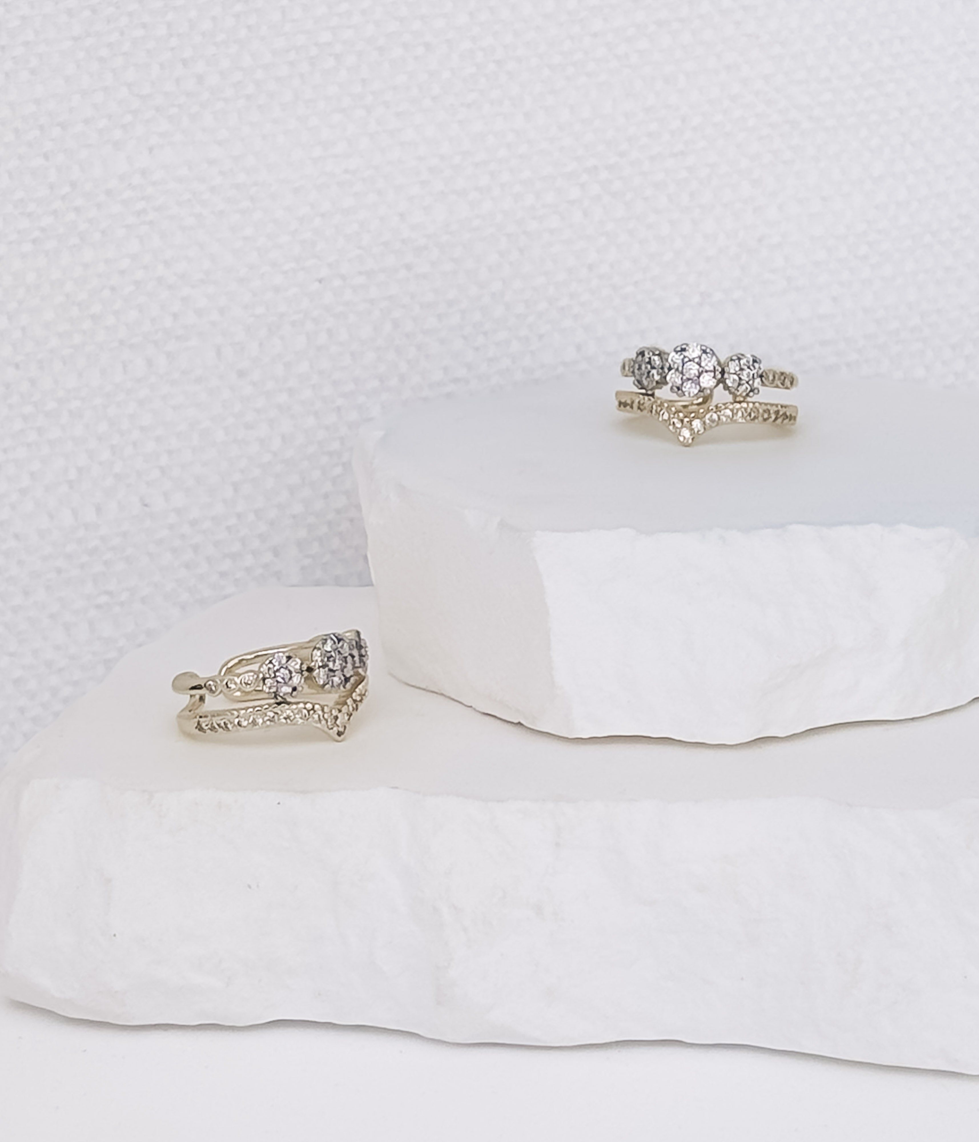 Gold Heart Ring with Crystal Accents