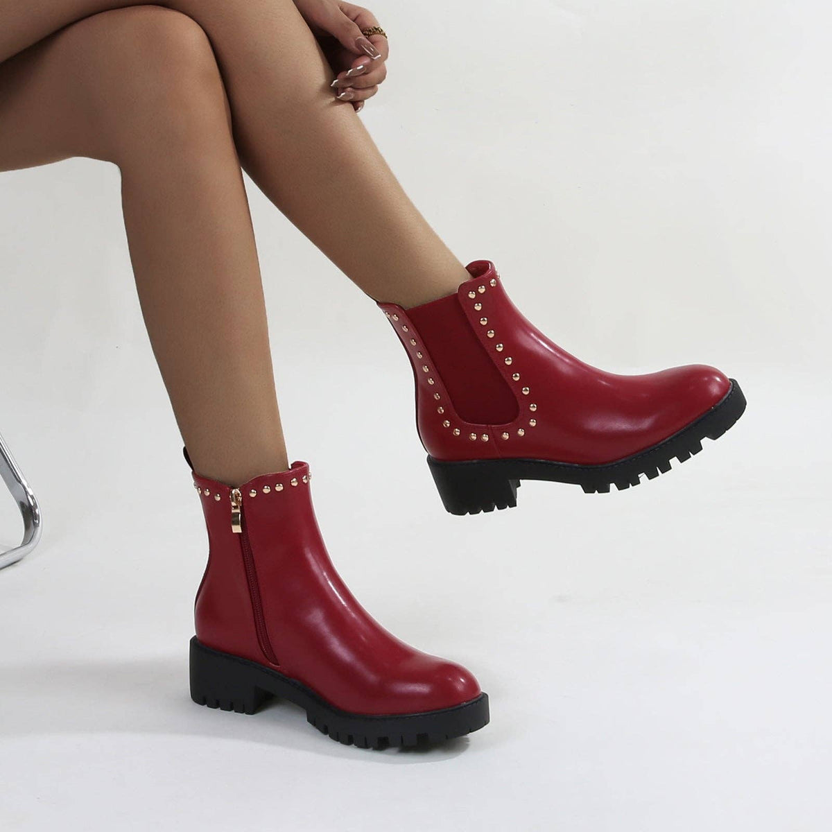Kira Studded Boot in Burgundy - Rural Haze